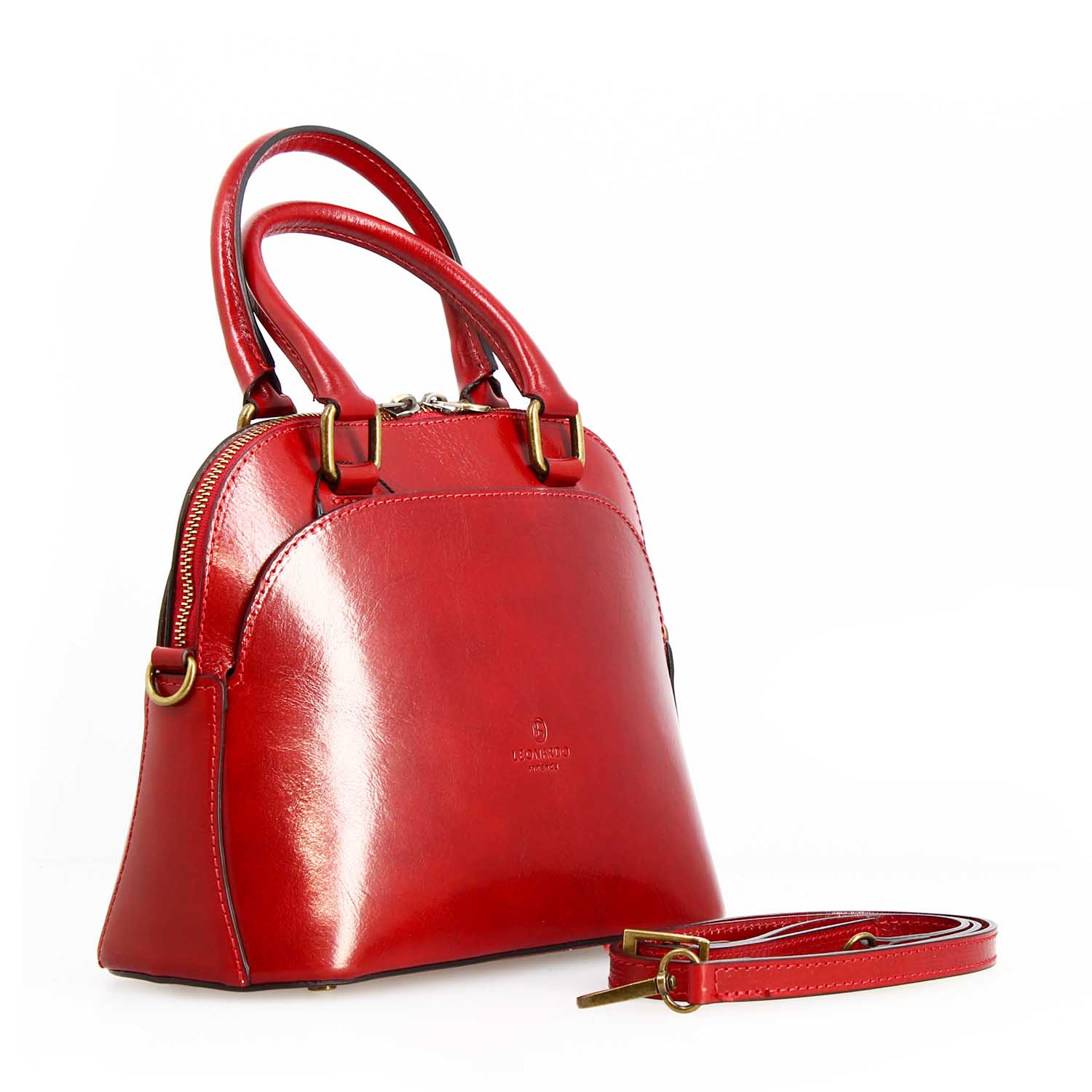 Zaira handbag in semi glossy red leather for woman