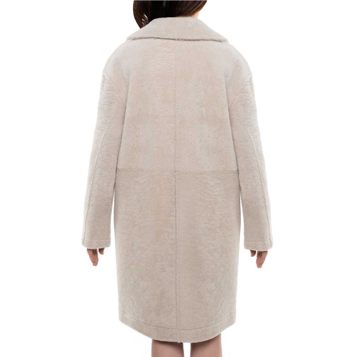 Montone lungo da donna beige con bottoni - LeonardoShoes