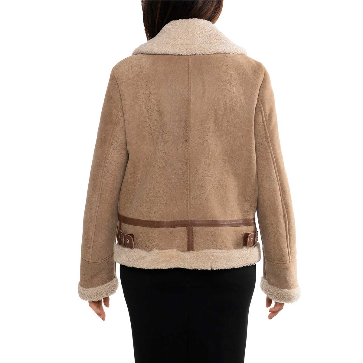Brown women's sheepskin with zipper
