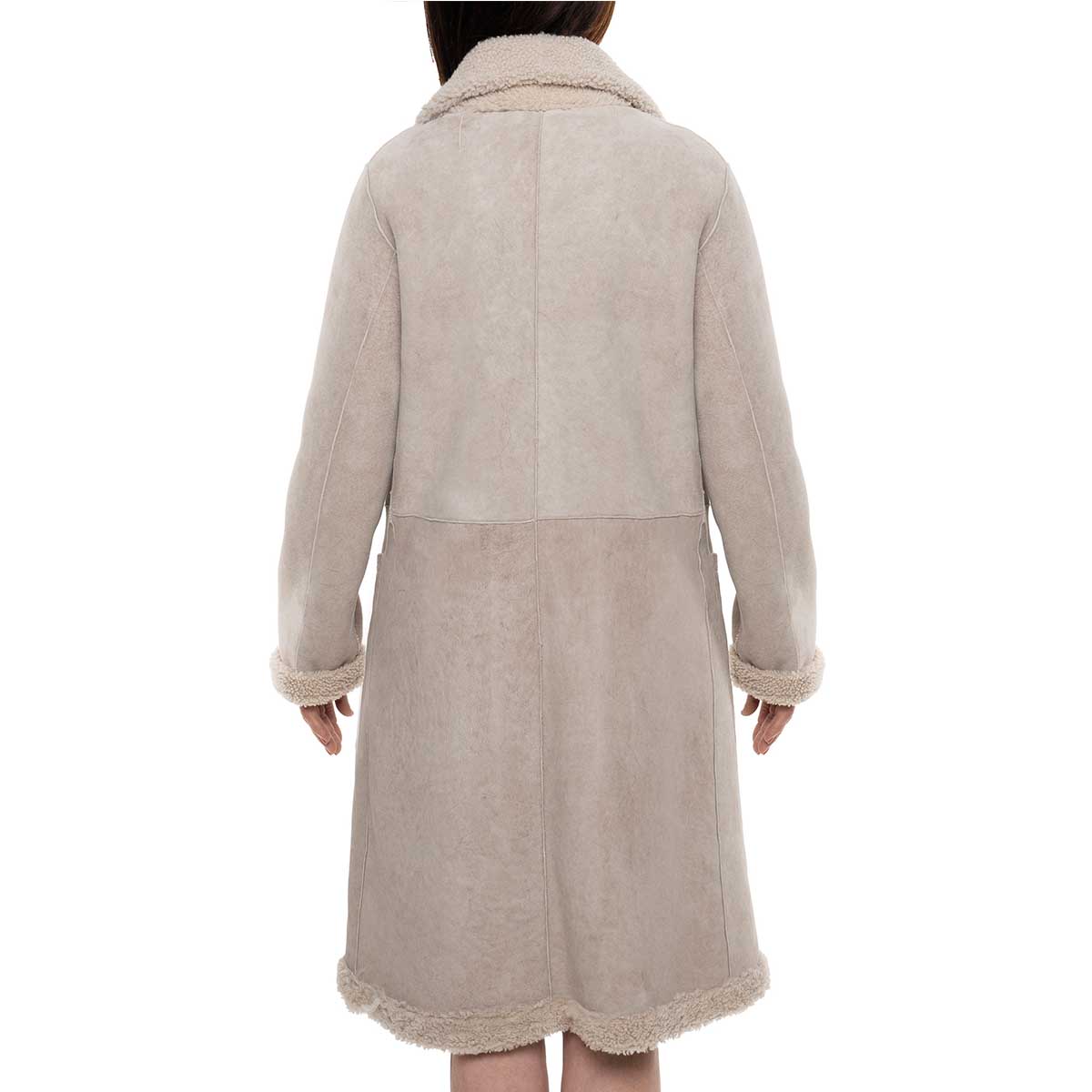 Cappotto reversibile doppio petto lungo da donna beige - LeonardoShoes