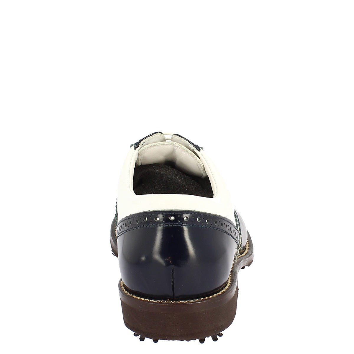 Scarpe da golf bicolore bianco e blu in pelle - LeonardoShoes