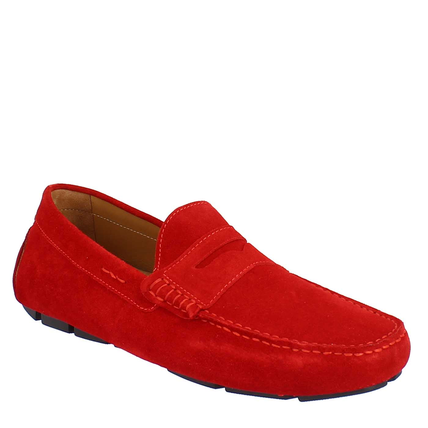men's loafers LEATHER red suede.