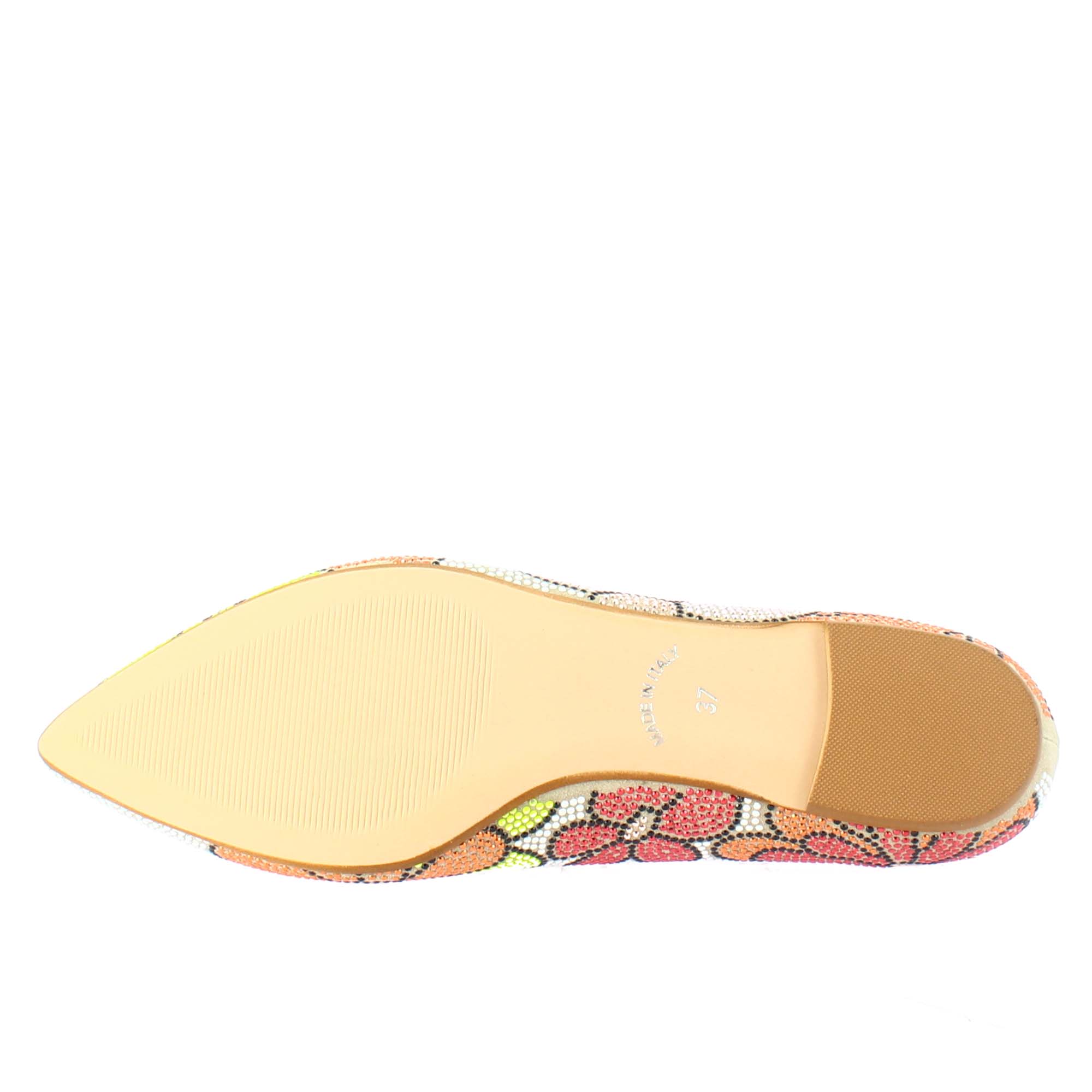 Ballerines femme marron clair en daim avec strass