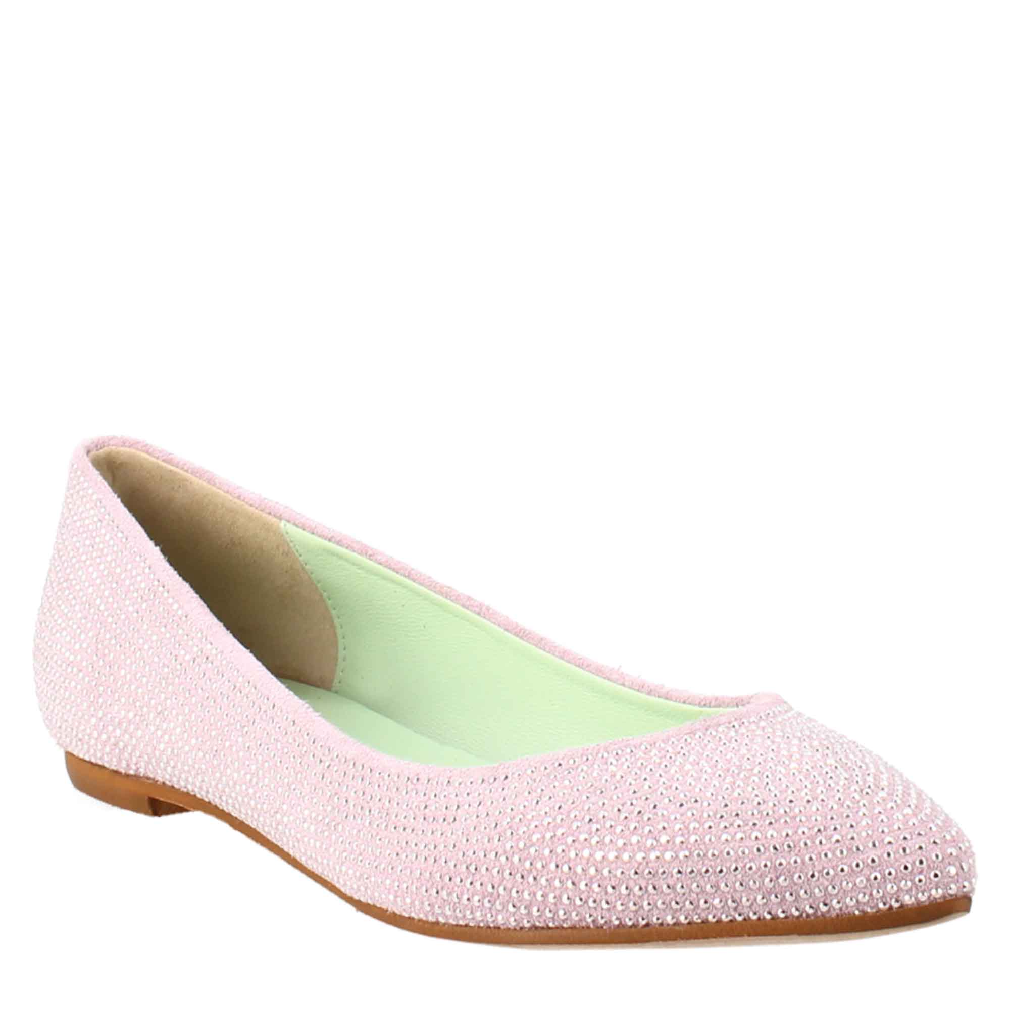 Ballerine da donna color lilla in pelle scamosciata con strass - LeonardoShoes