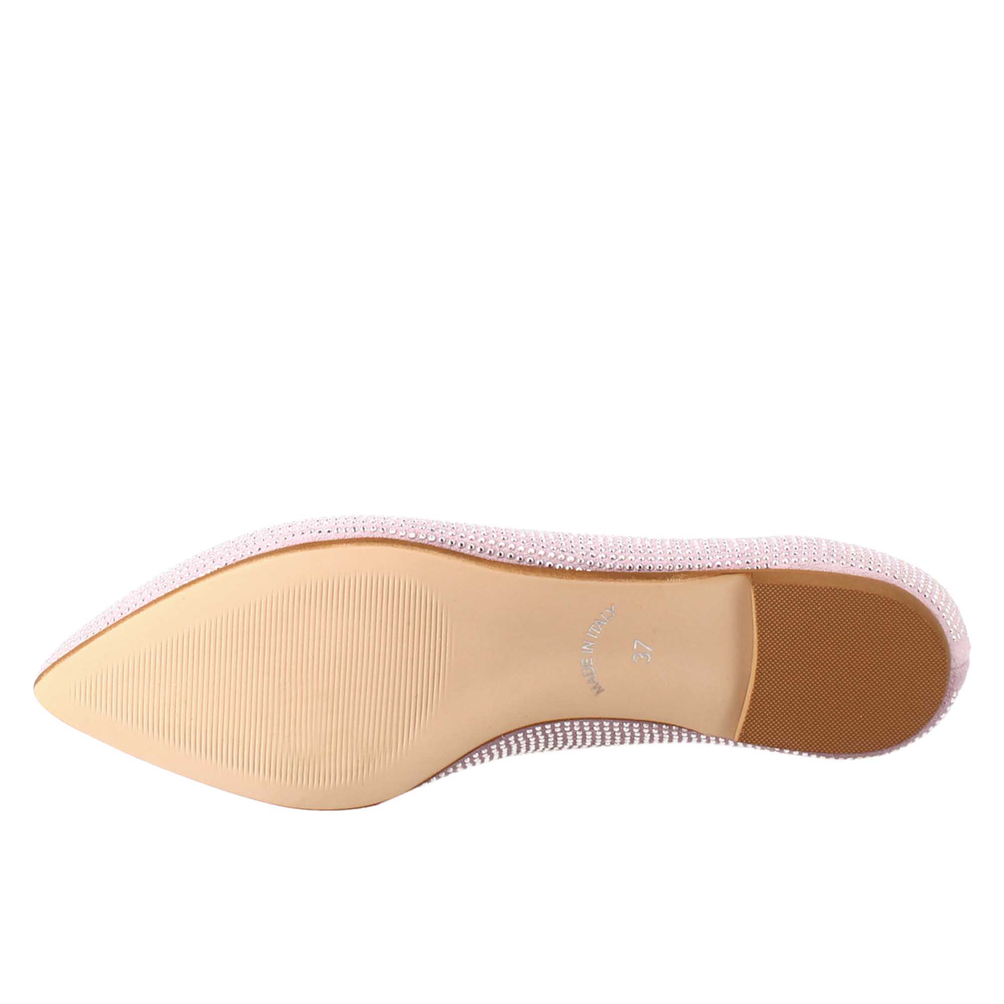 Ballerine da donna color lilla in pelle scamosciata con strass - LeonardoShoes