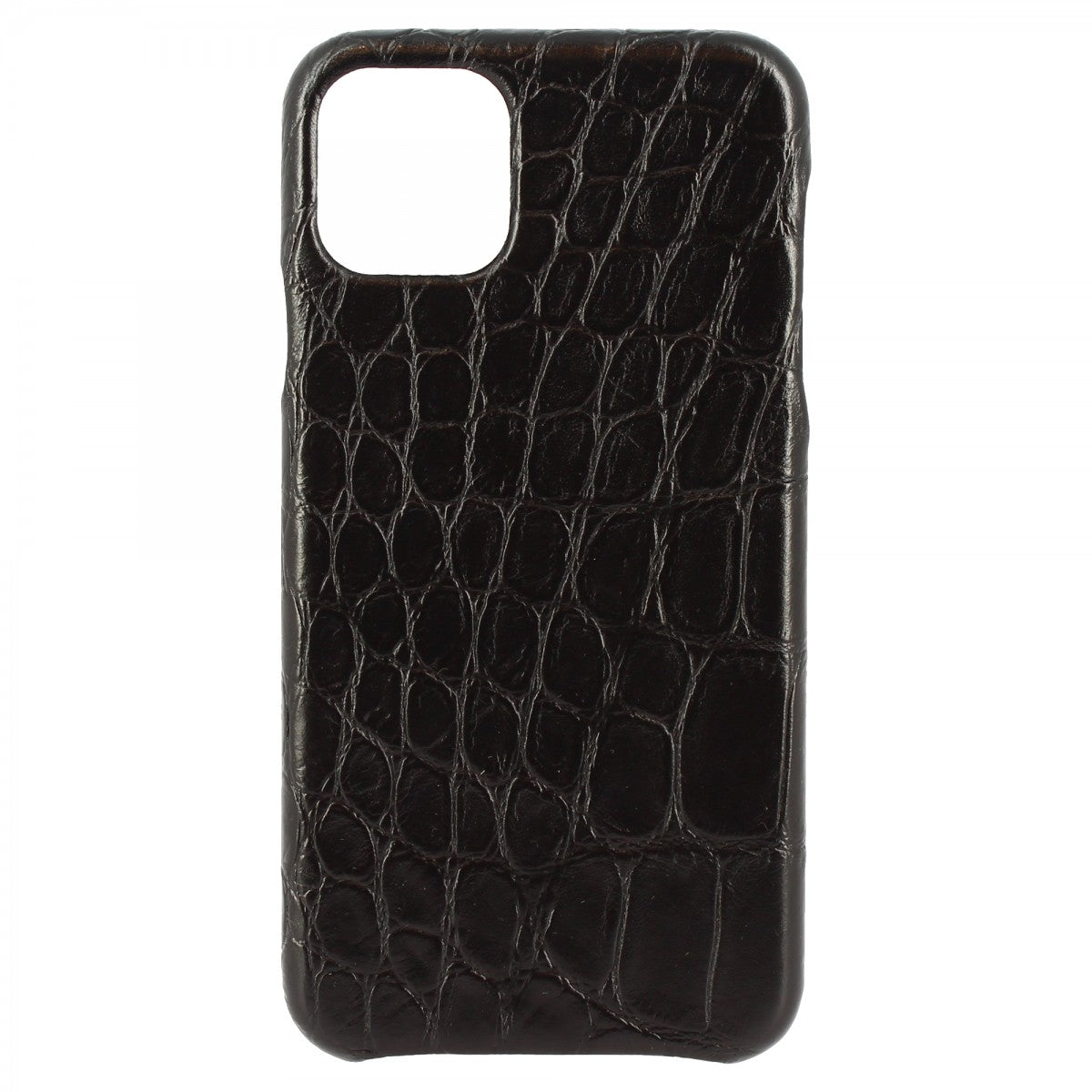 Cover iPhone in pelle stampata coccodrillo nero