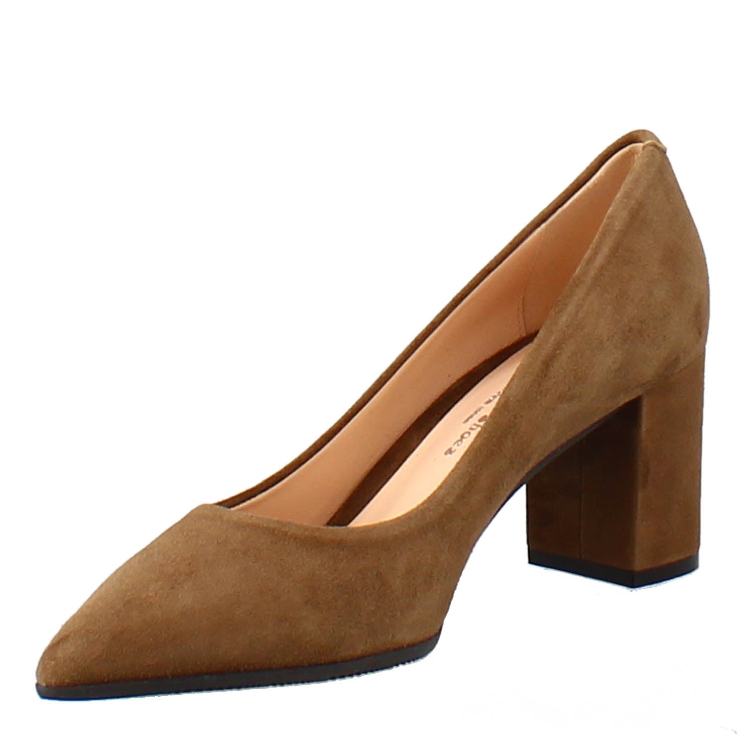 Décolletté in brown suede with high heel 