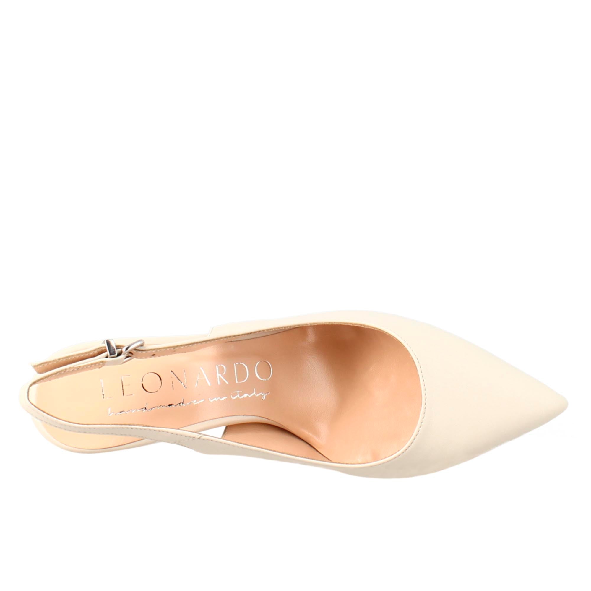 Décolleté con tacco alto da donna in pelle colore crema
