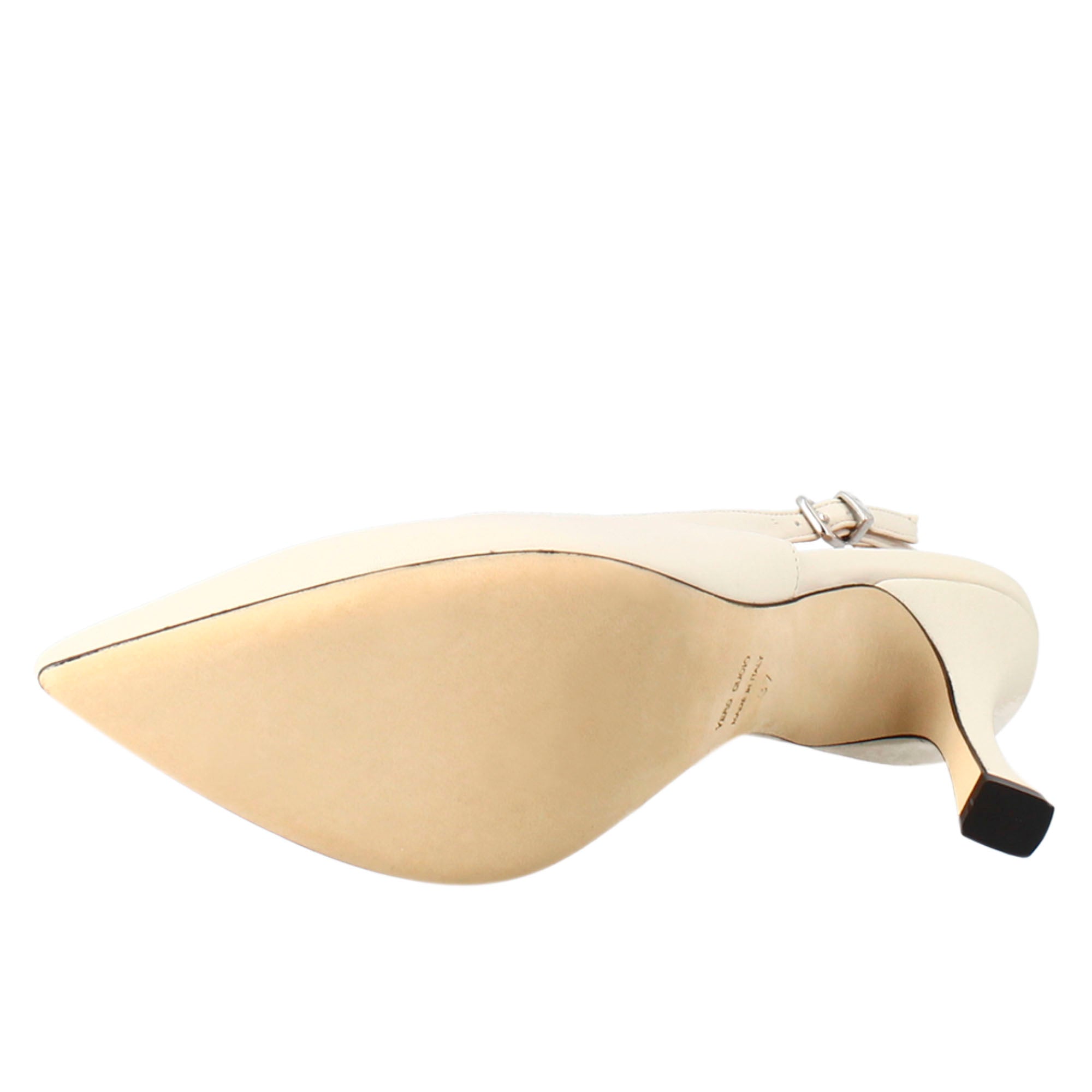 Décolleté con tacco alto da donna in pelle colore crema