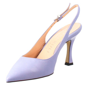 Décolleté with high heels for woman in wisteria color leather