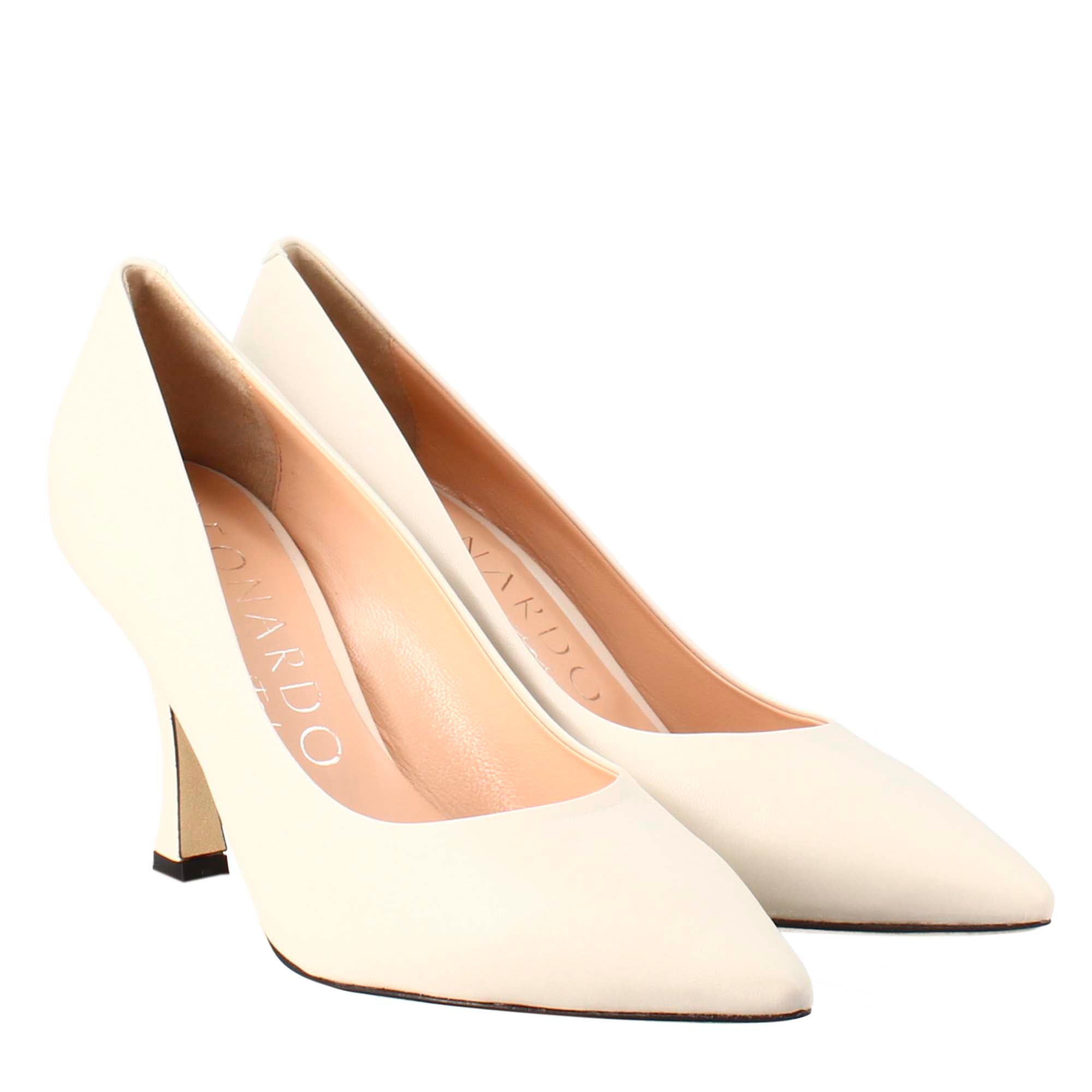 Décolleté femme en cuir beige à bout pointu