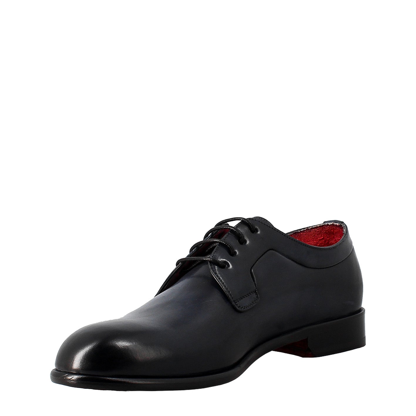 Derby blu elegante da uomo in pelle liscia - LeonardoShoes