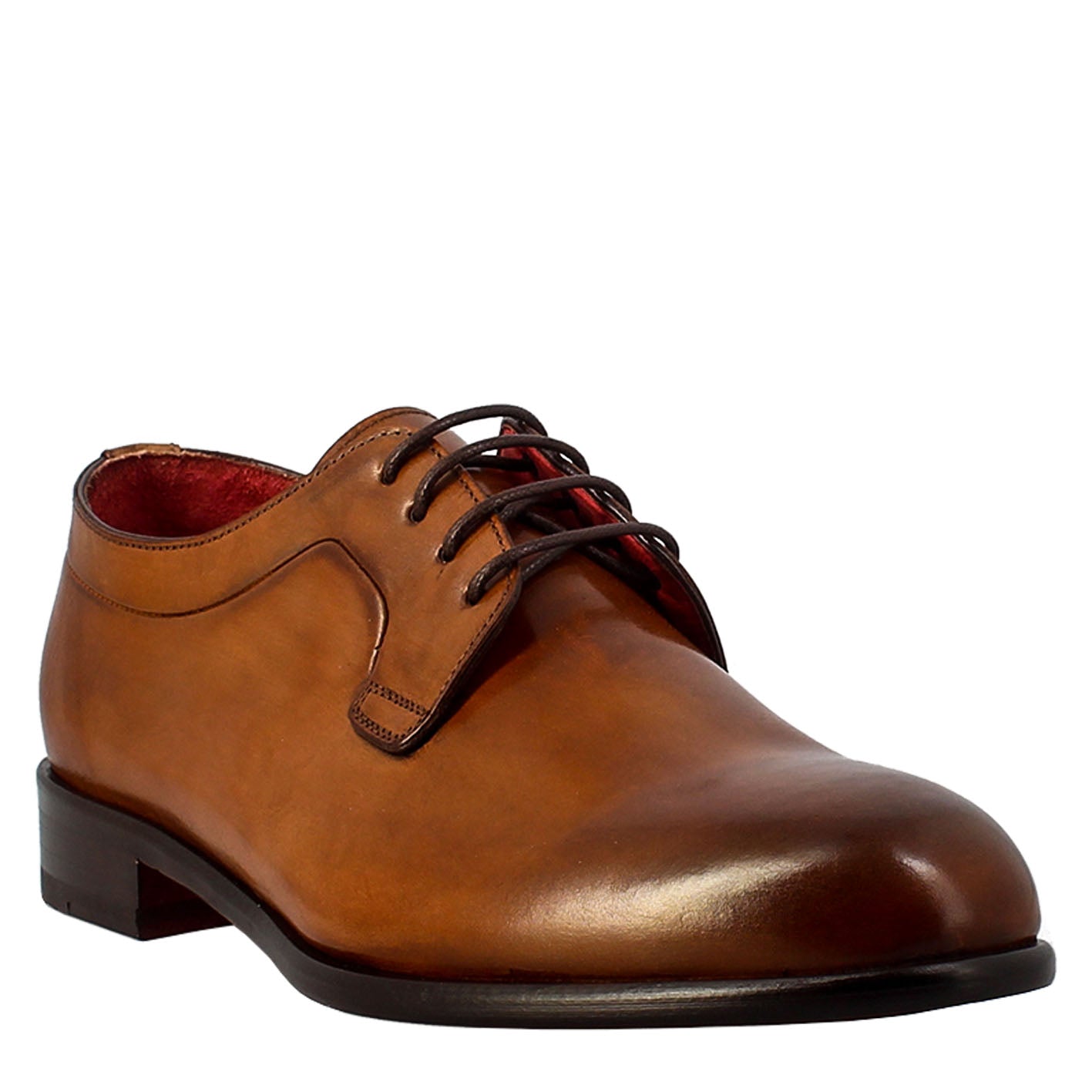 Derby marrone elegante da uomo in pelle liscia - LeonardoShoes