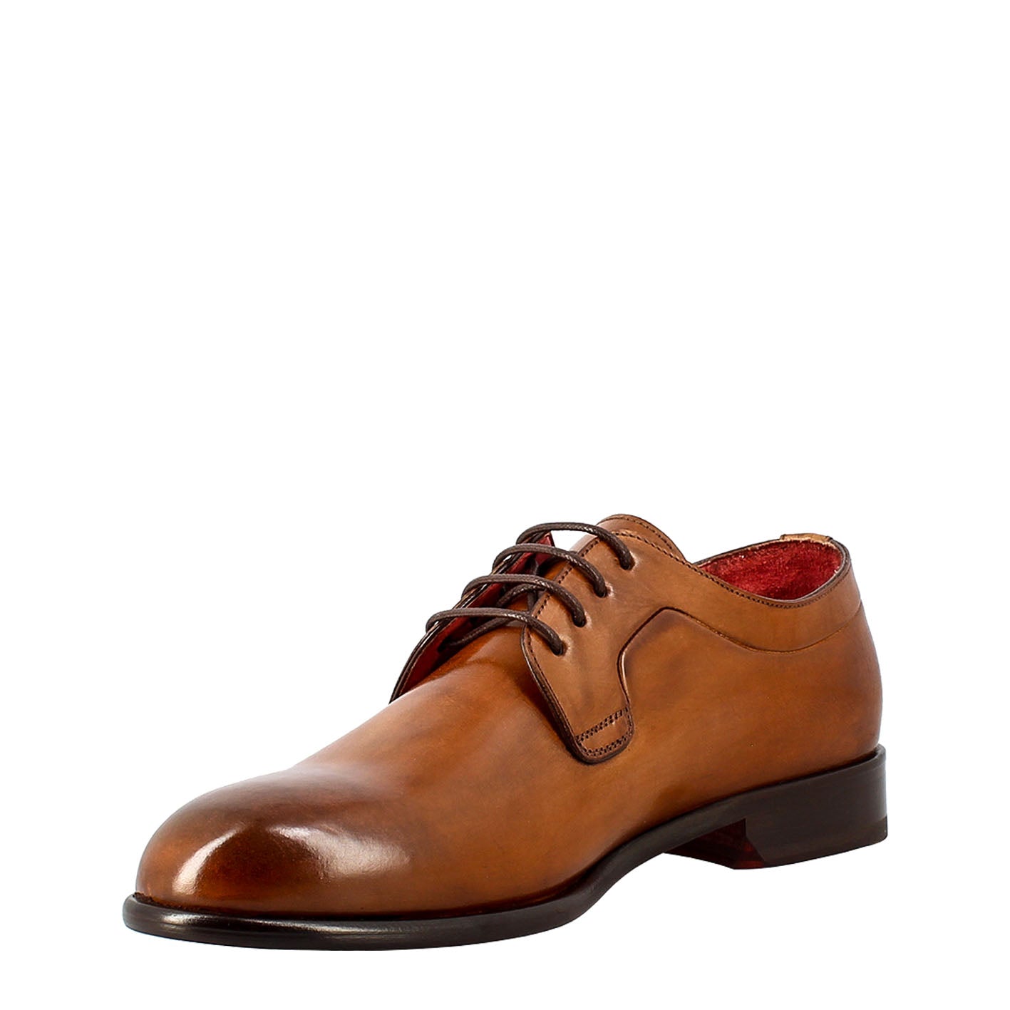 Elegant brown derby for men in smooth leather