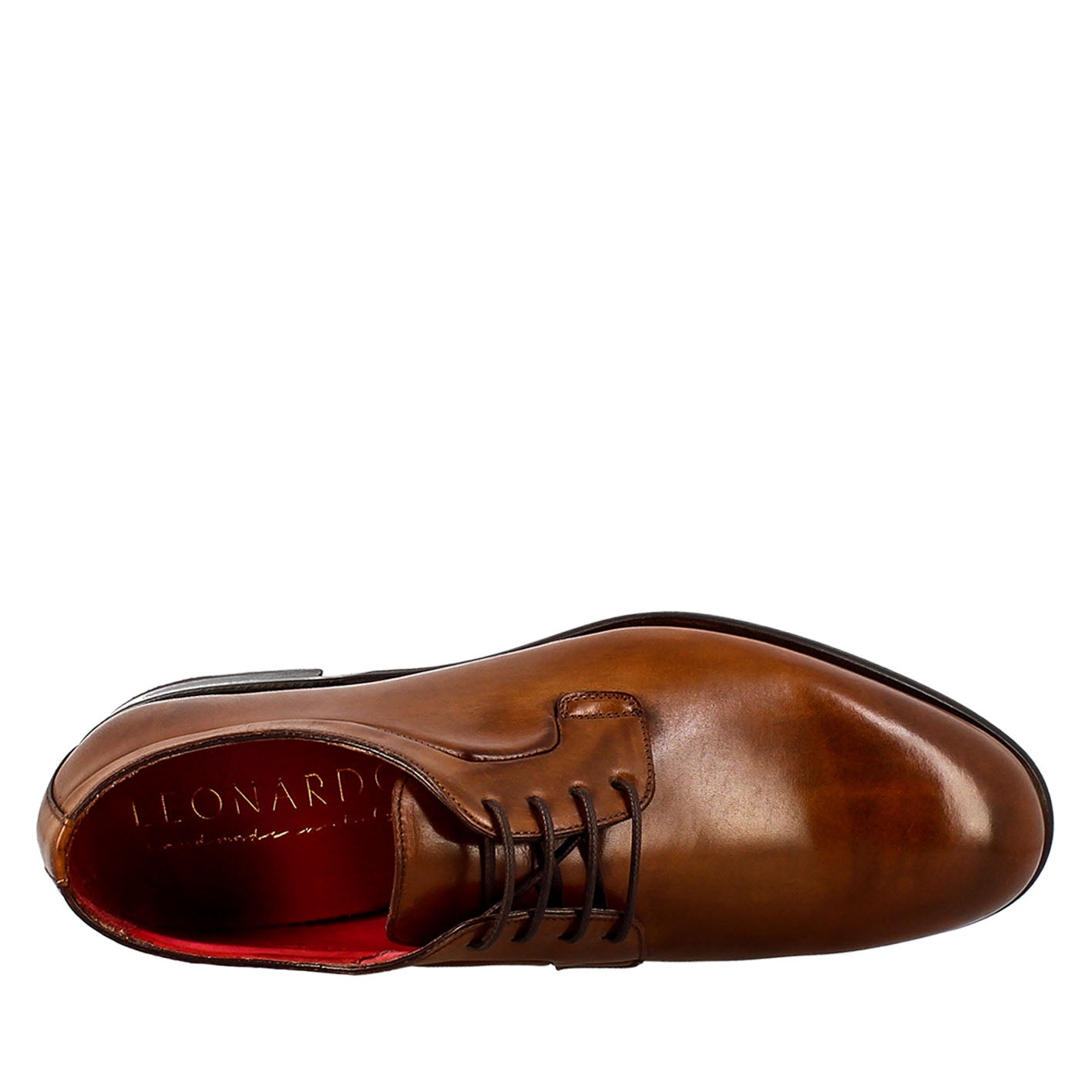 Derby marrone elegante da uomo in pelle liscia - LeonardoShoes