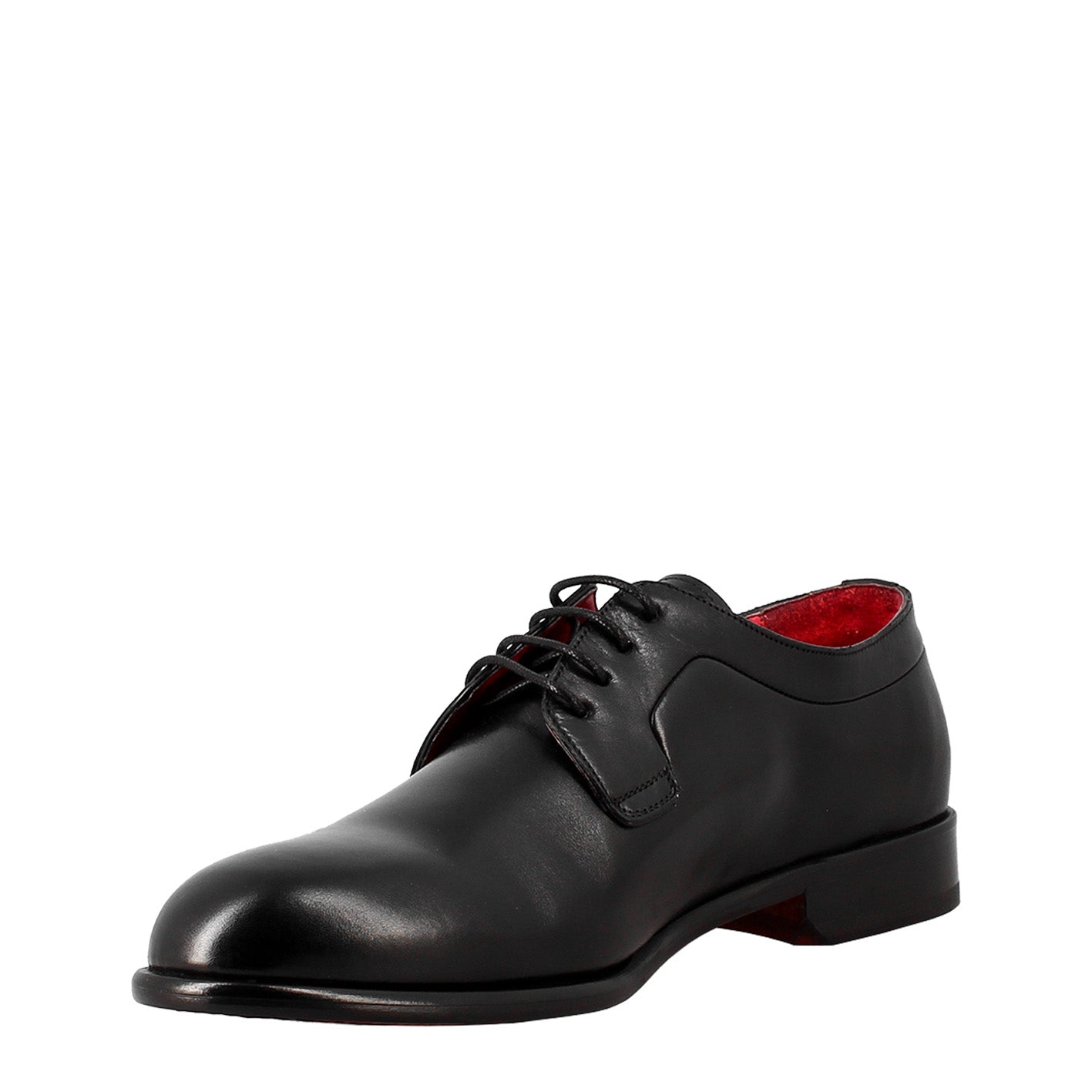 Derby nero elegante da uomo in pelle liscia - LeonardoShoes