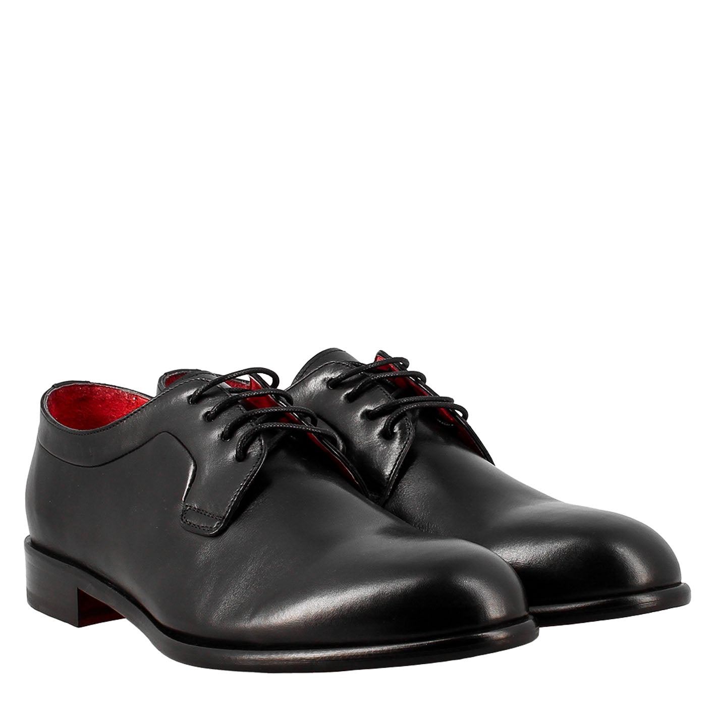 Derby nero elegante da uomo in pelle liscia - LeonardoShoes