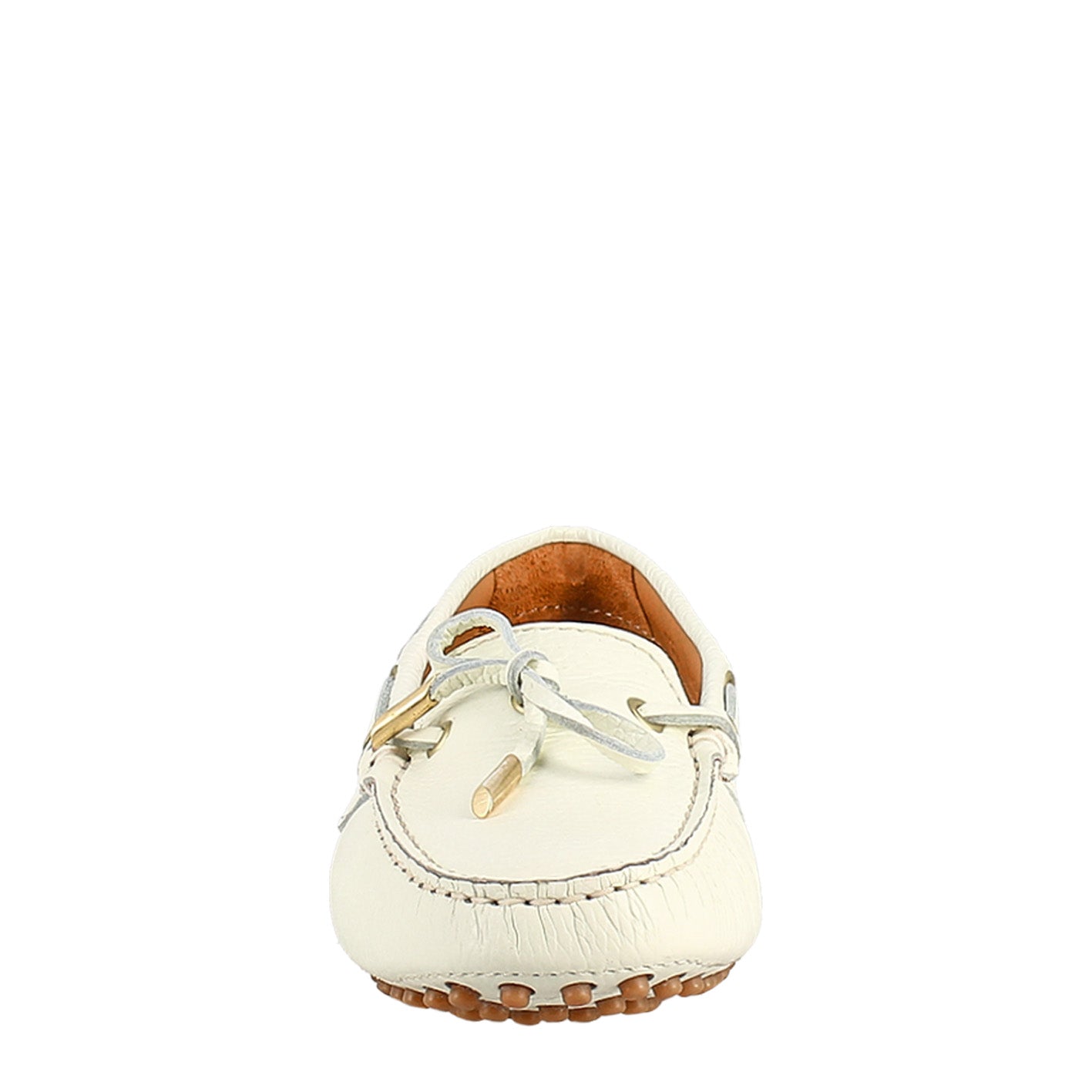 Mocassino da donna con lacci in pelle bianco - LeonardoShoes