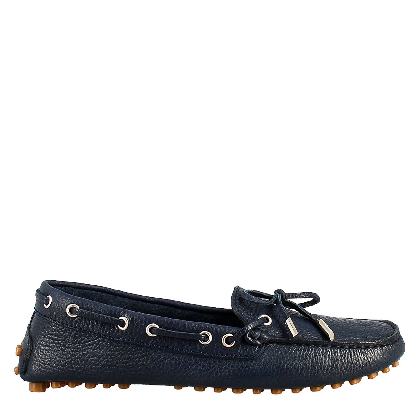 Mocassino da donna con lacci in pelle blu - LeonardoShoes