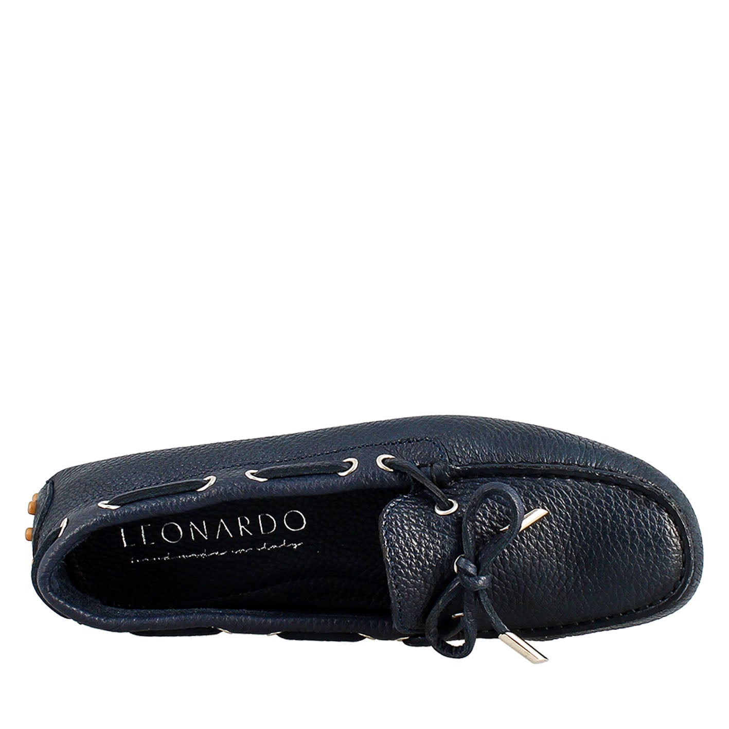 Mocassino da donna con lacci in pelle blu - LeonardoShoes
