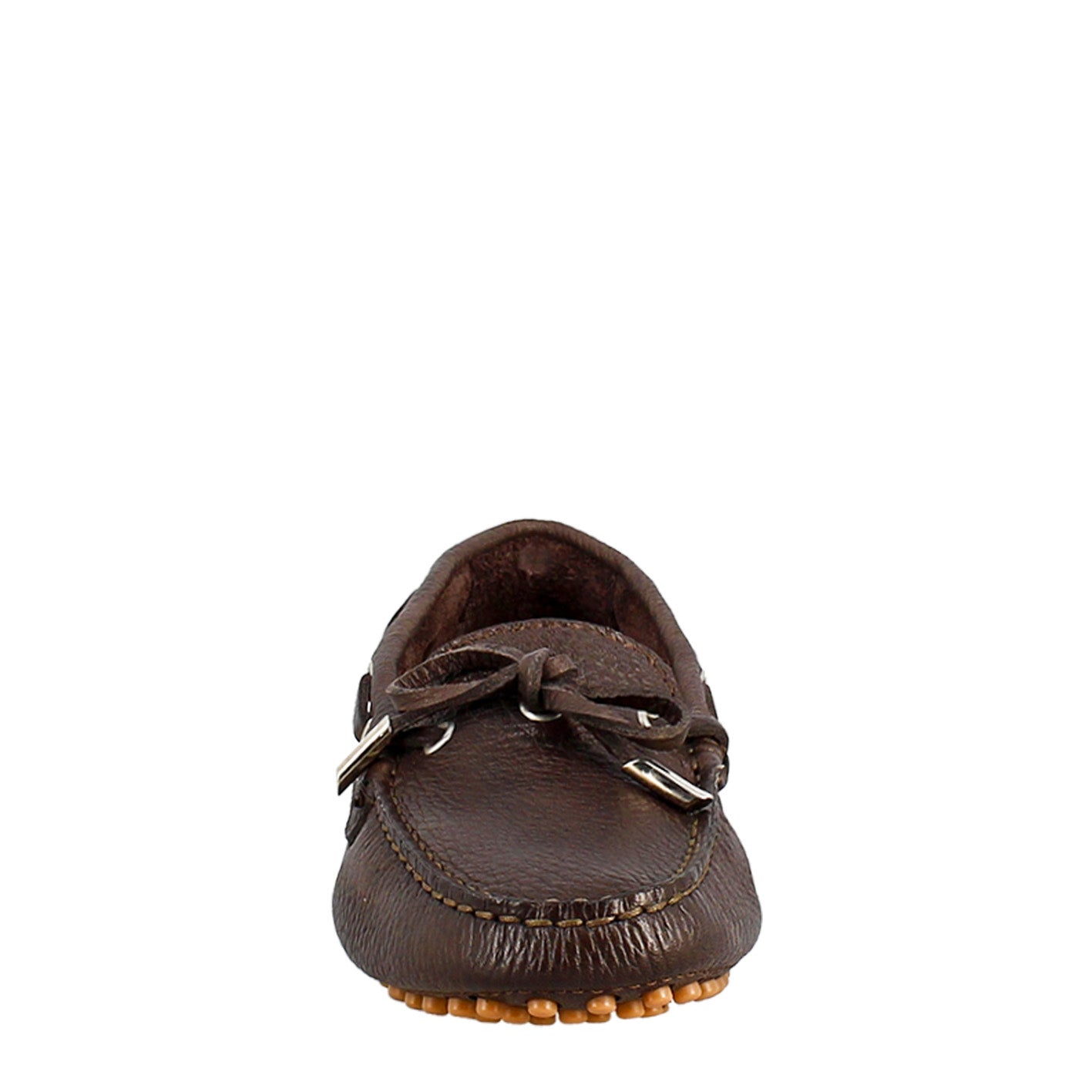 Mocassino da donna con lacci in pelle marrone scuro - LeonardoShoes