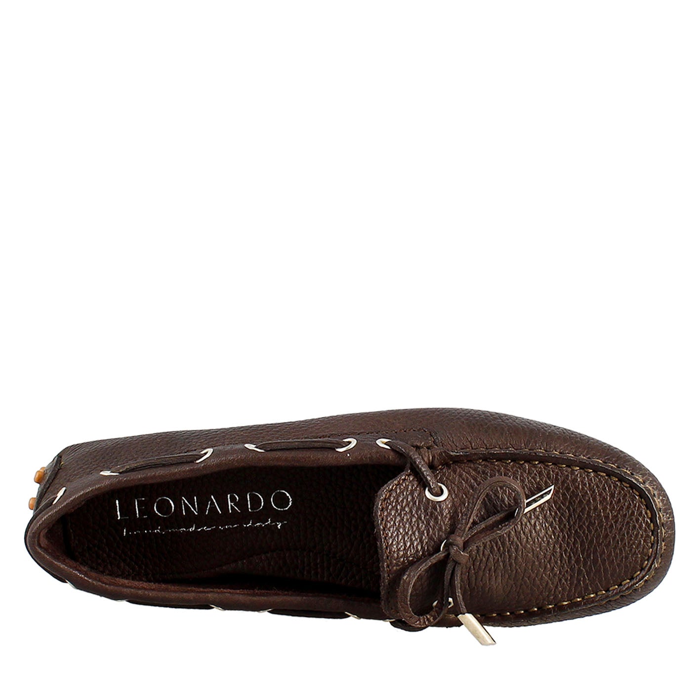 Mocassino da donna con lacci in pelle marrone scuro - LeonardoShoes