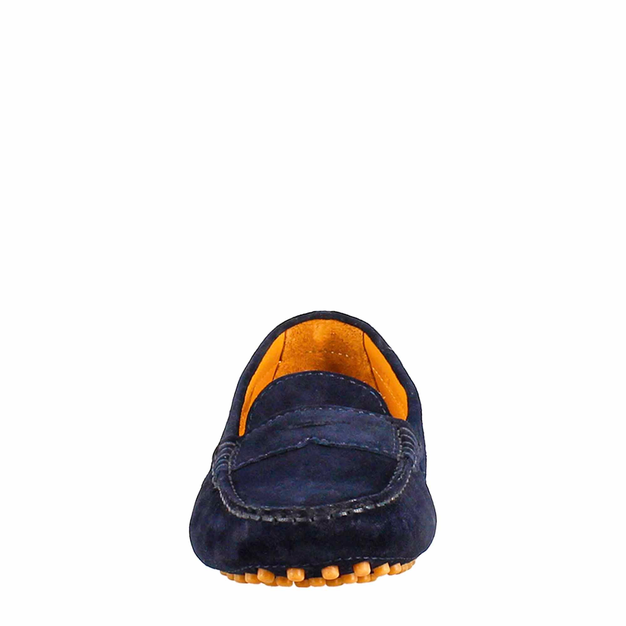 Mocassino da donna tubolare in pelle blu - LeonardoShoes