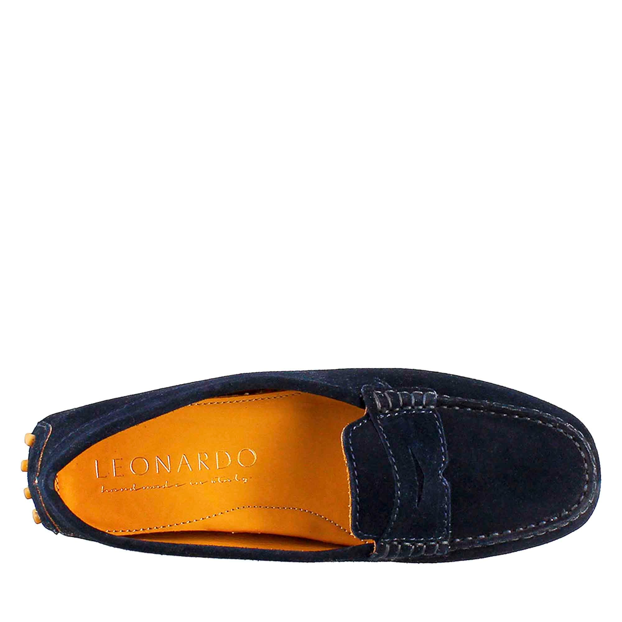Mocassino da donna tubolare in pelle blu - LeonardoShoes