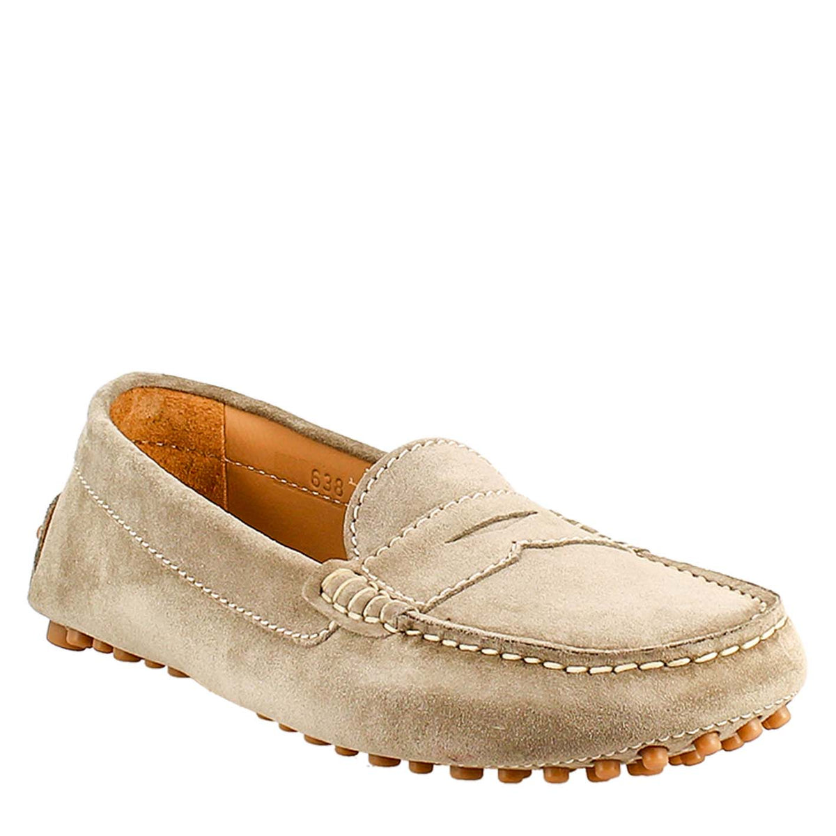 Tubular woman moccasin in gray leather