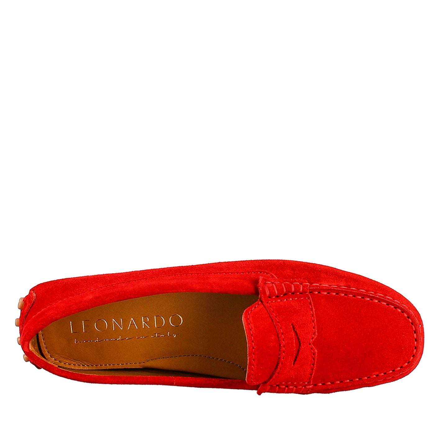 Mocassino da donna tubolare in camoscio rosso - LeonardoShoes
