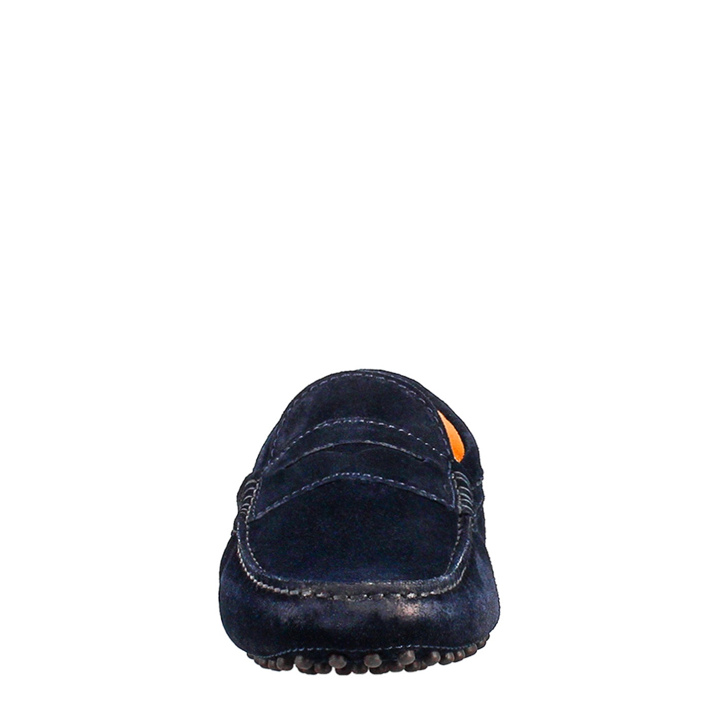 Mocassini artigianali carshoe da uomo in pelle di camoscio color blu. - LeonardoShoes