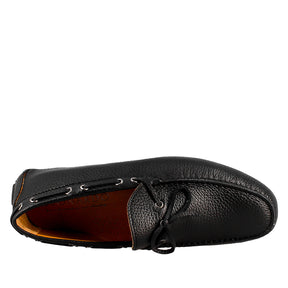 Tubular moccasin with laces for men in black leather 