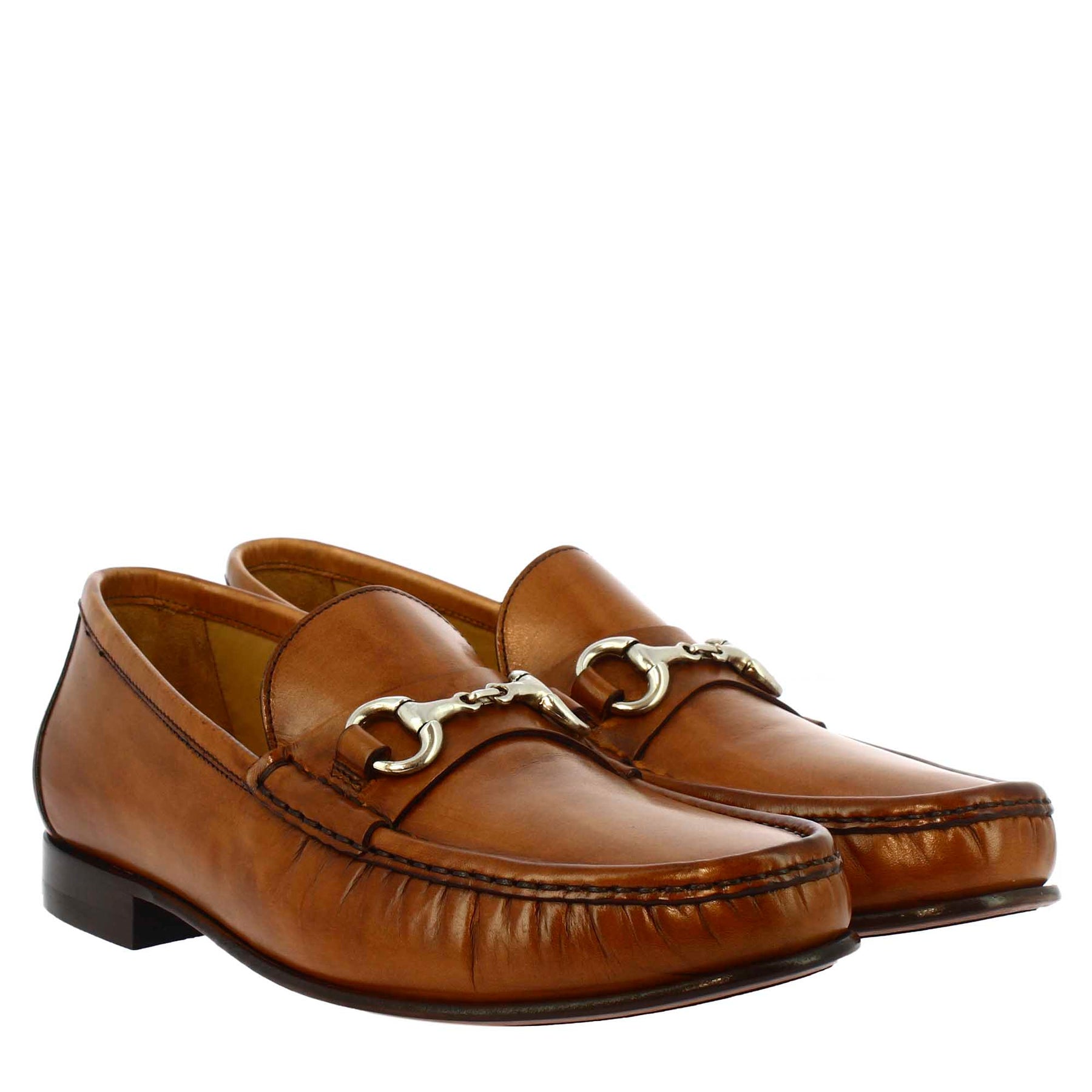 Handmade men's loafers in brown calf <tc>LEATHER</tc>