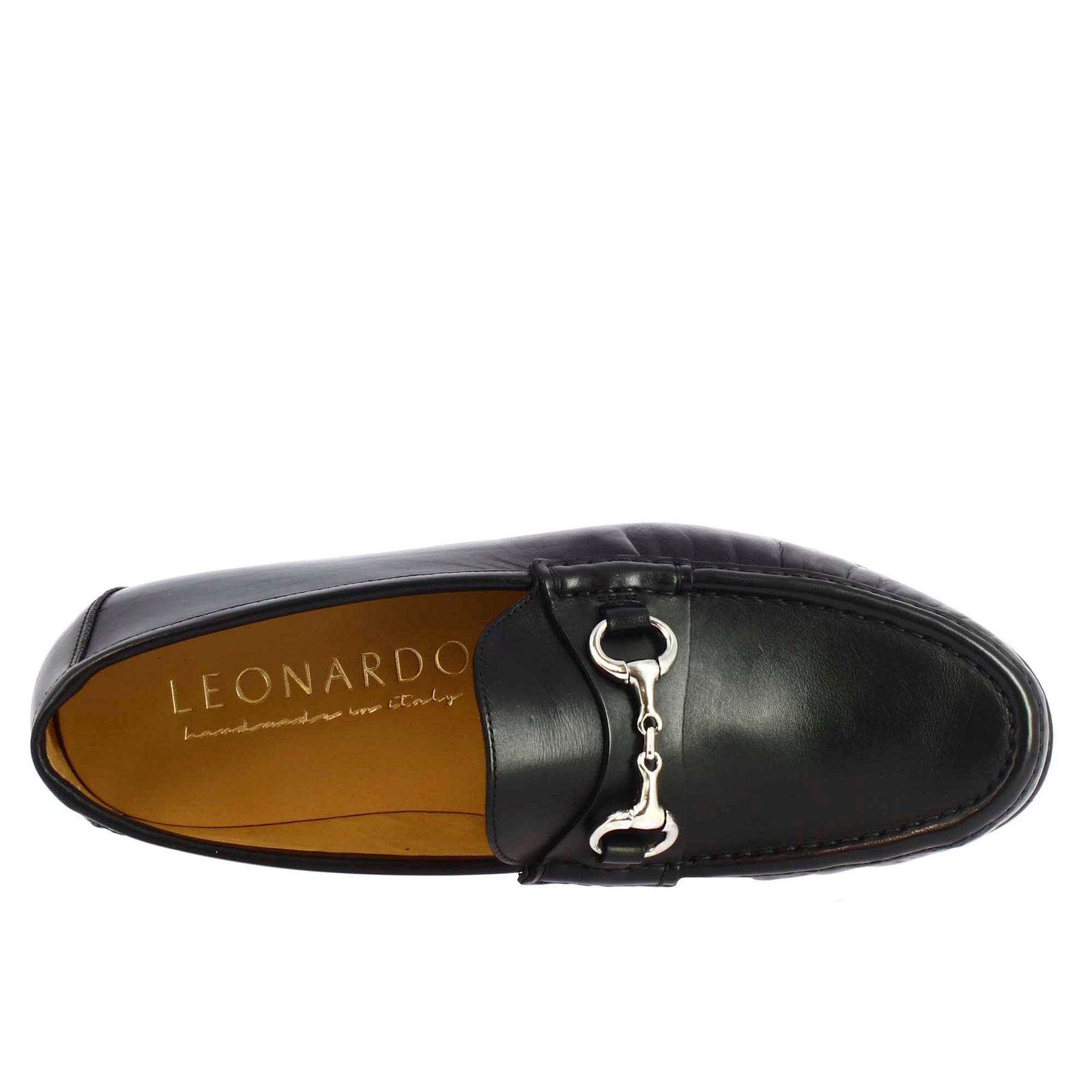 Handmade men's moccasins in black calf <tc>LEATHER</tc>