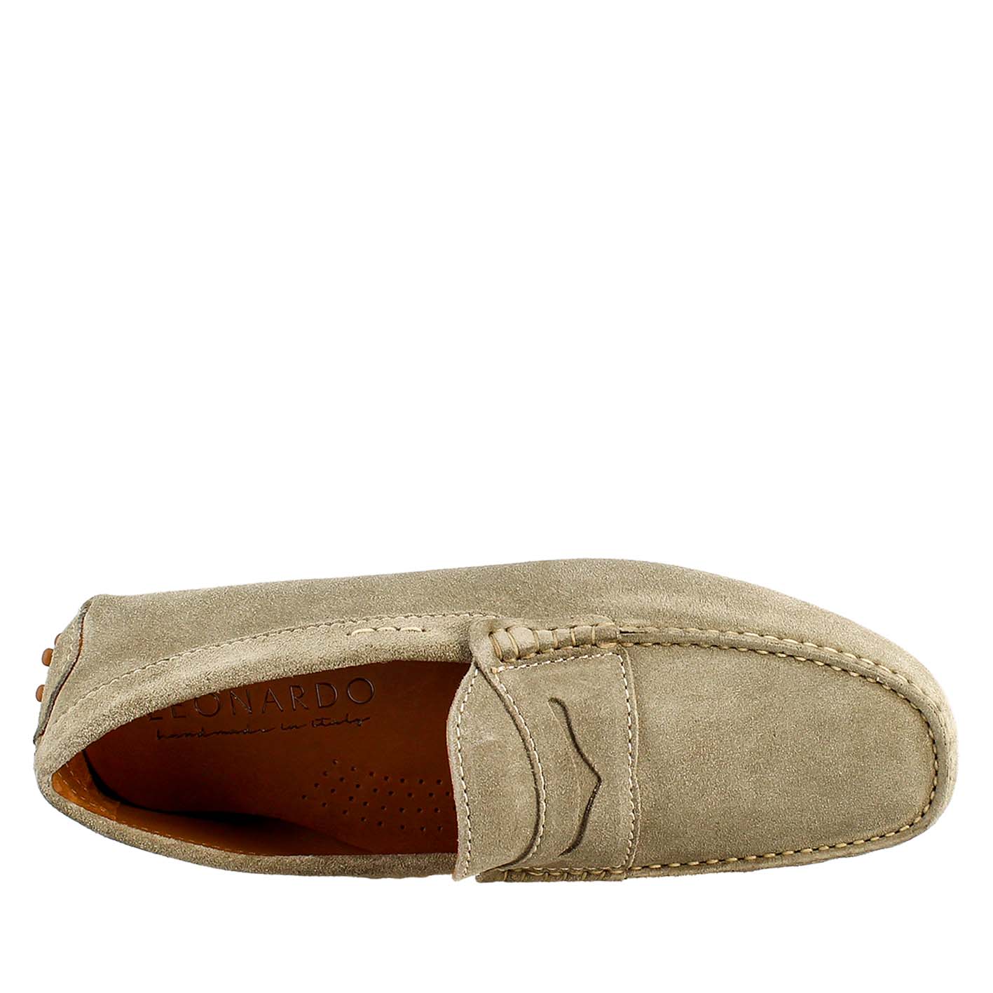 Mocassino grigio foderato da uomo in pelle scamosciata - LeonardoShoes