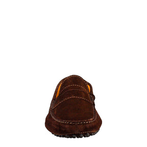 Dark brown lined suede men's loafer