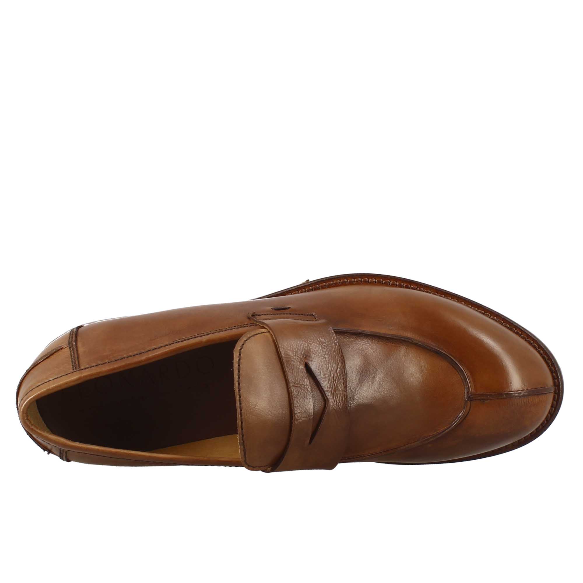 Mocassino beige vintage elegante da uomo in pelle liscia - LeonardoShoes