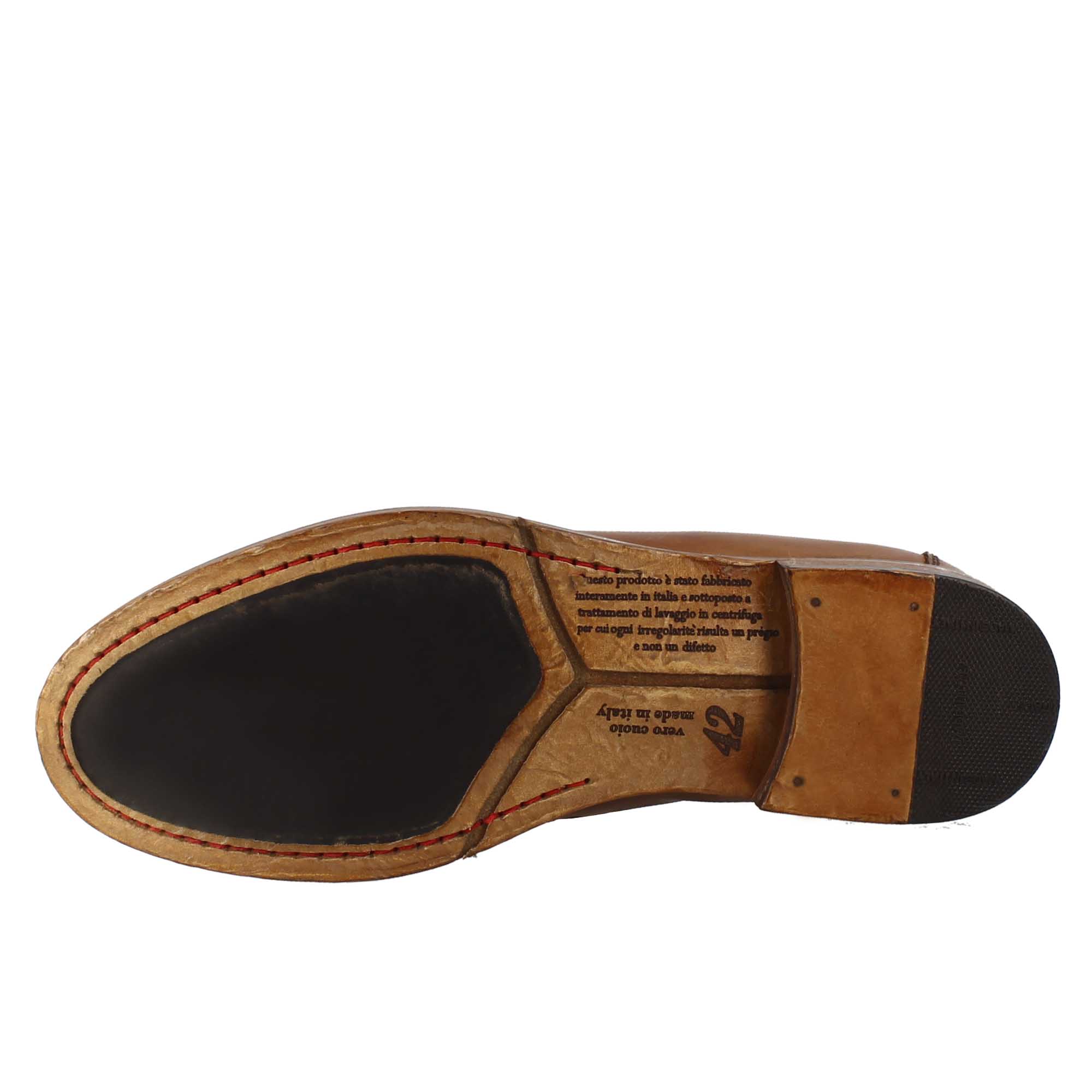 Mocassino beige vintage elegante da uomo in pelle liscia - LeonardoShoes