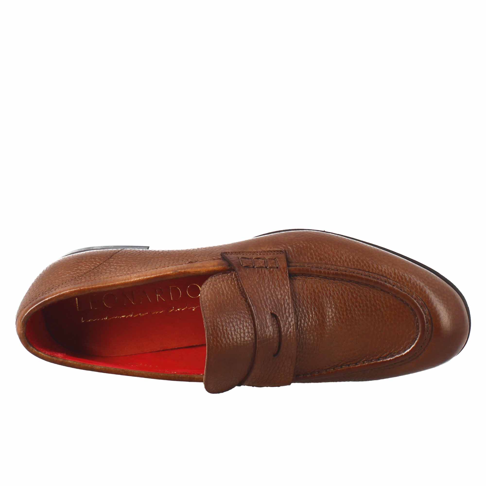 Elegant men's brandy brown moccasin in leather
