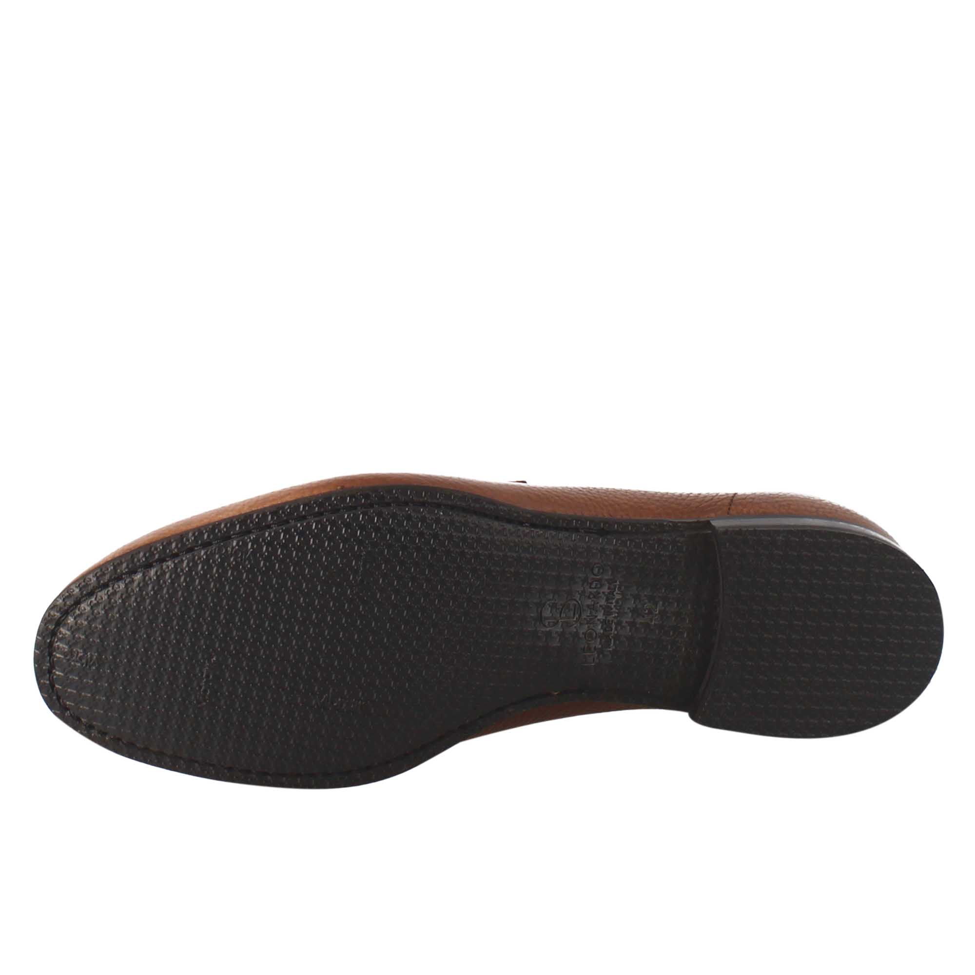 Elegant men's brandy brown moccasin in leather