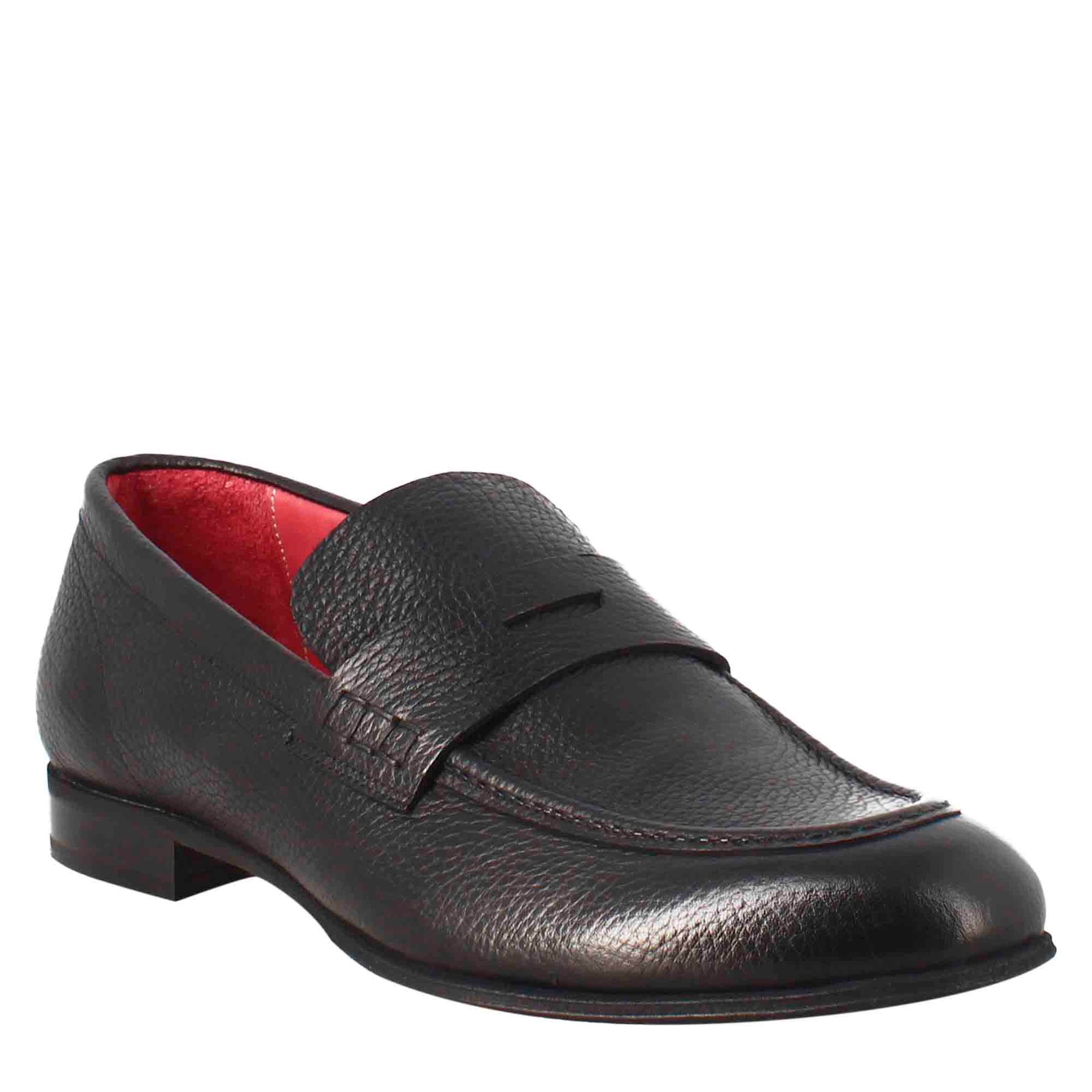 Elegant black moccasin for men in leather