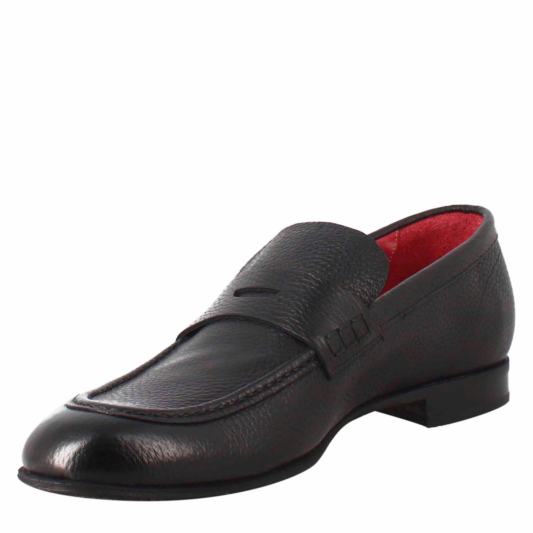 Elegant black moccasin for men in leather
