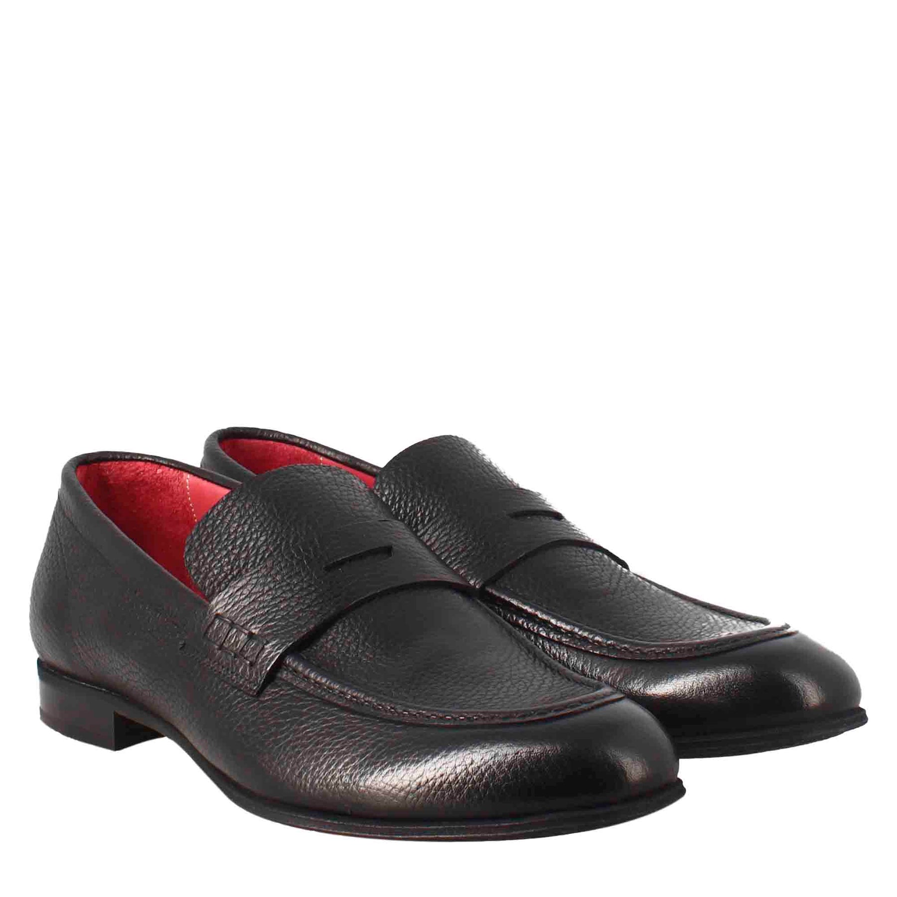 Elegant black moccasin for men in leather