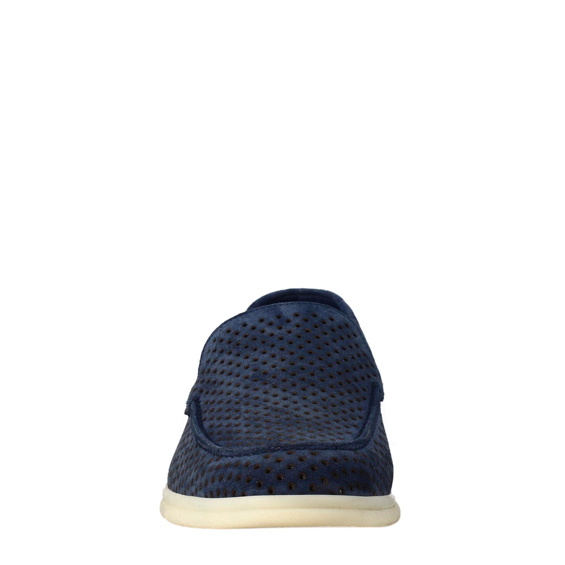 Elegant dark blue unlined loafer for men in suede