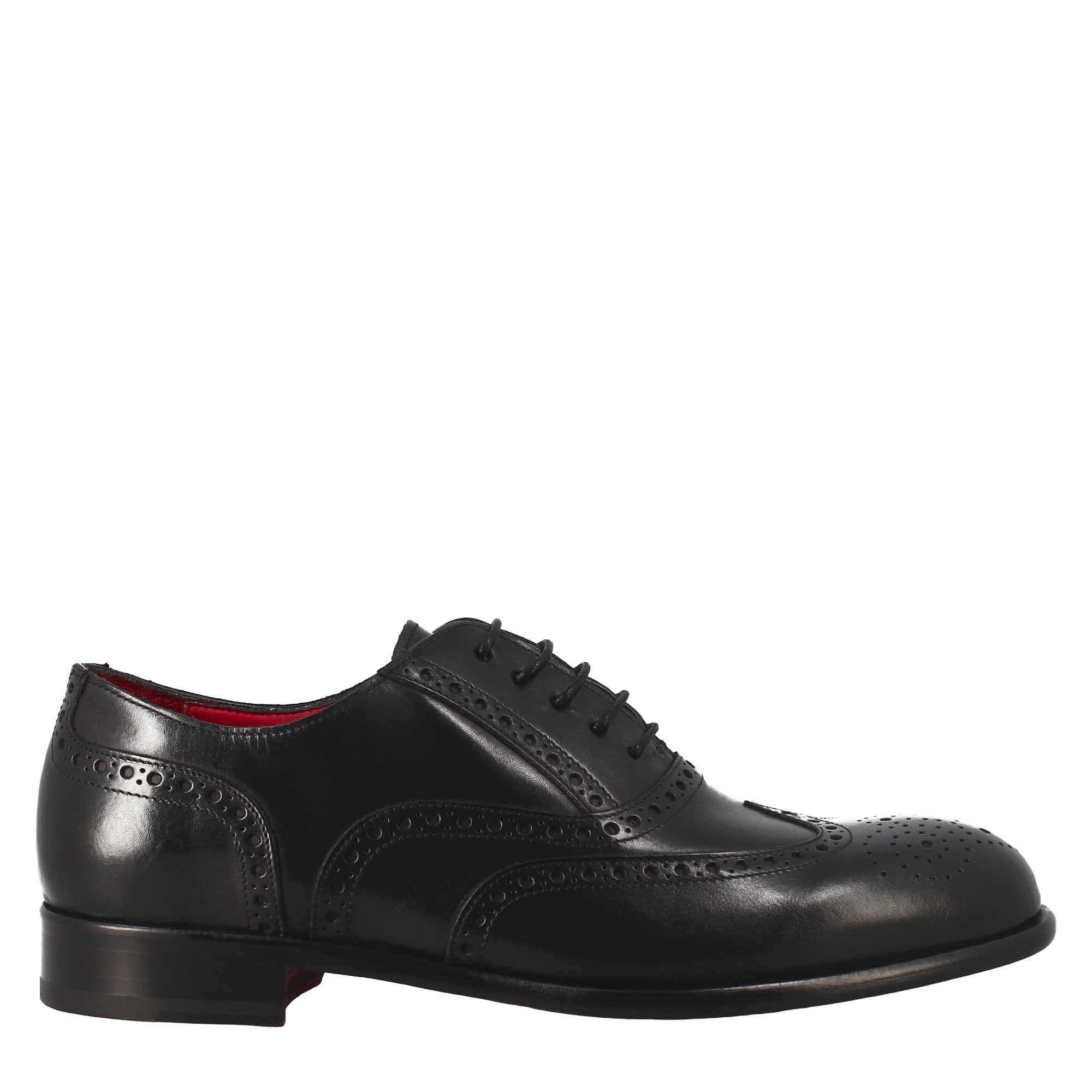 Oxford brogue nero elegante da uomo in pelle - LeonardoShoes