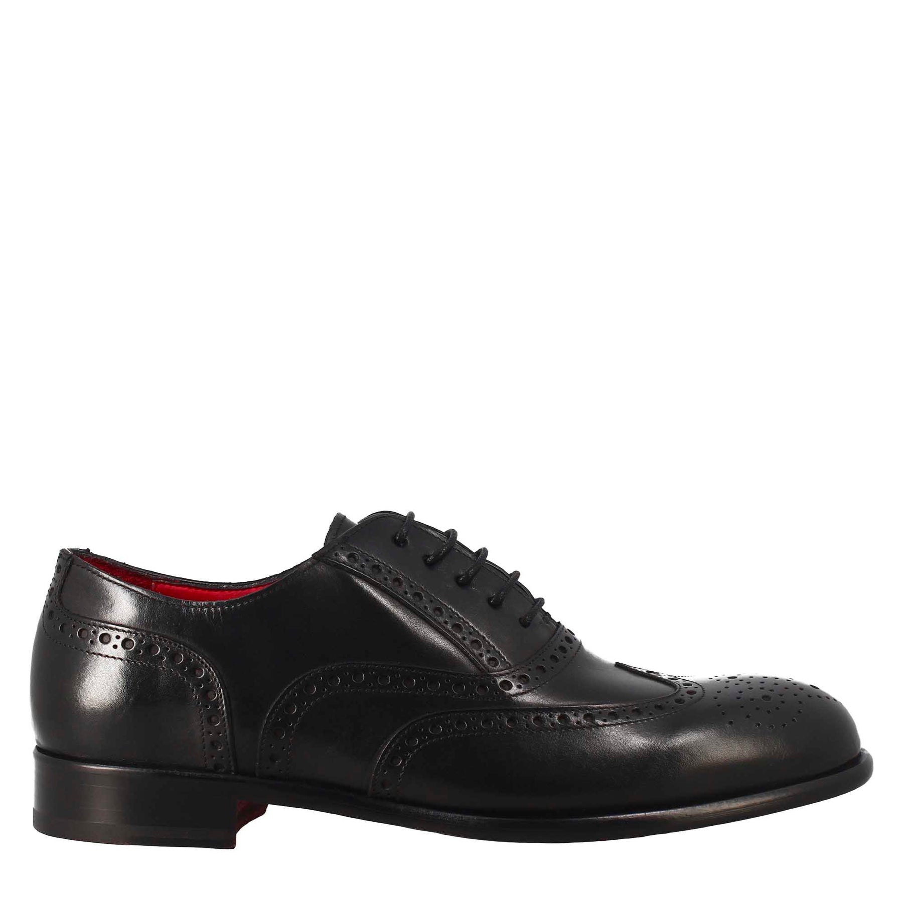 Oxford brogue nero elegante da uomo in pelle