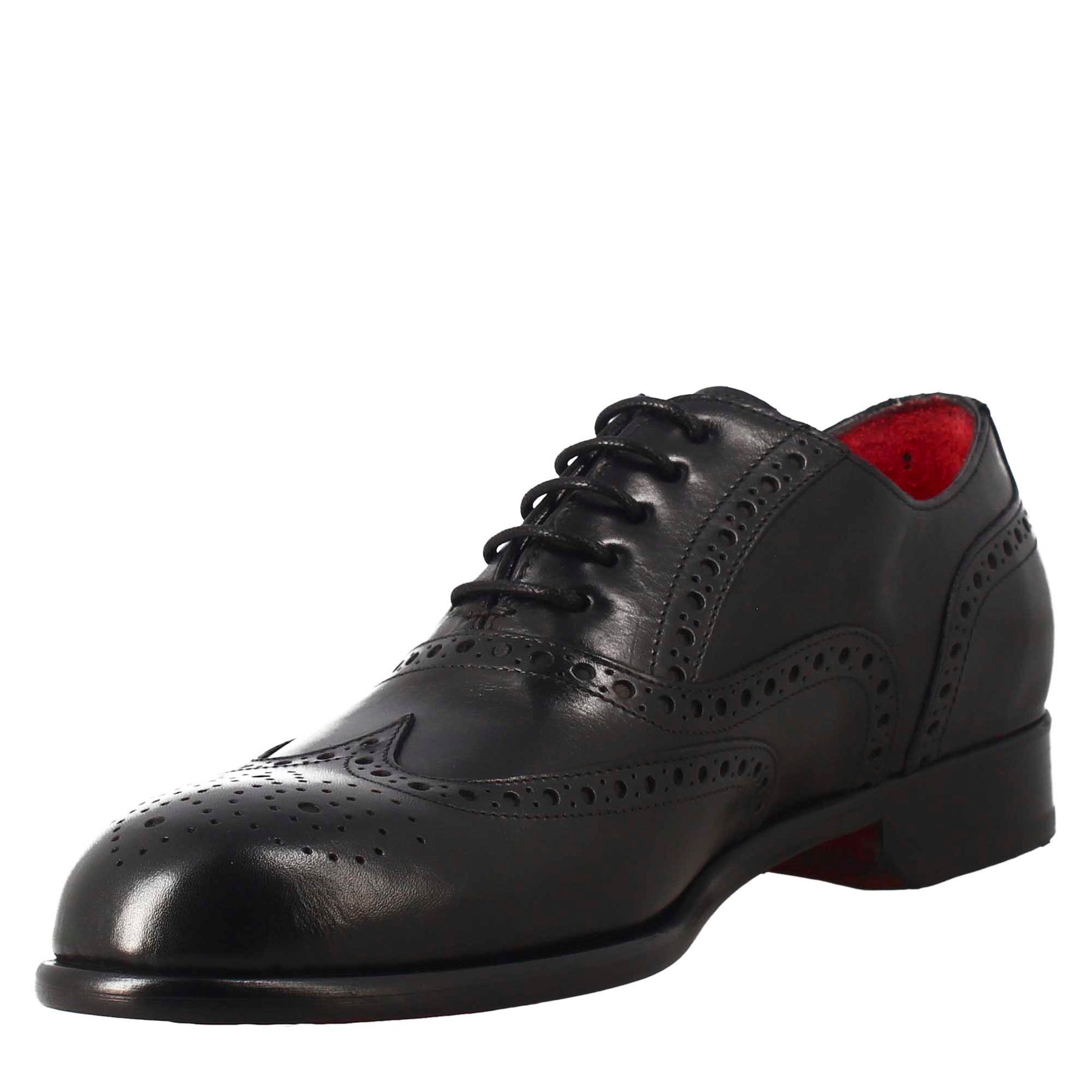 Oxford brogue nero elegante da uomo in pelle