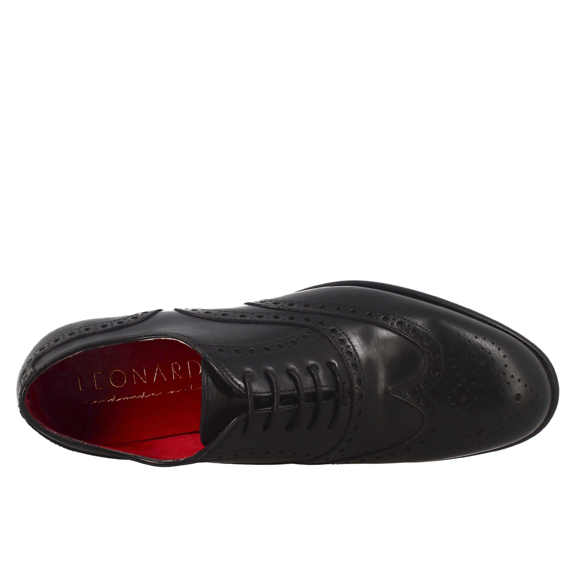 Oxford brogue nero elegante da uomo in pelle - LeonardoShoes