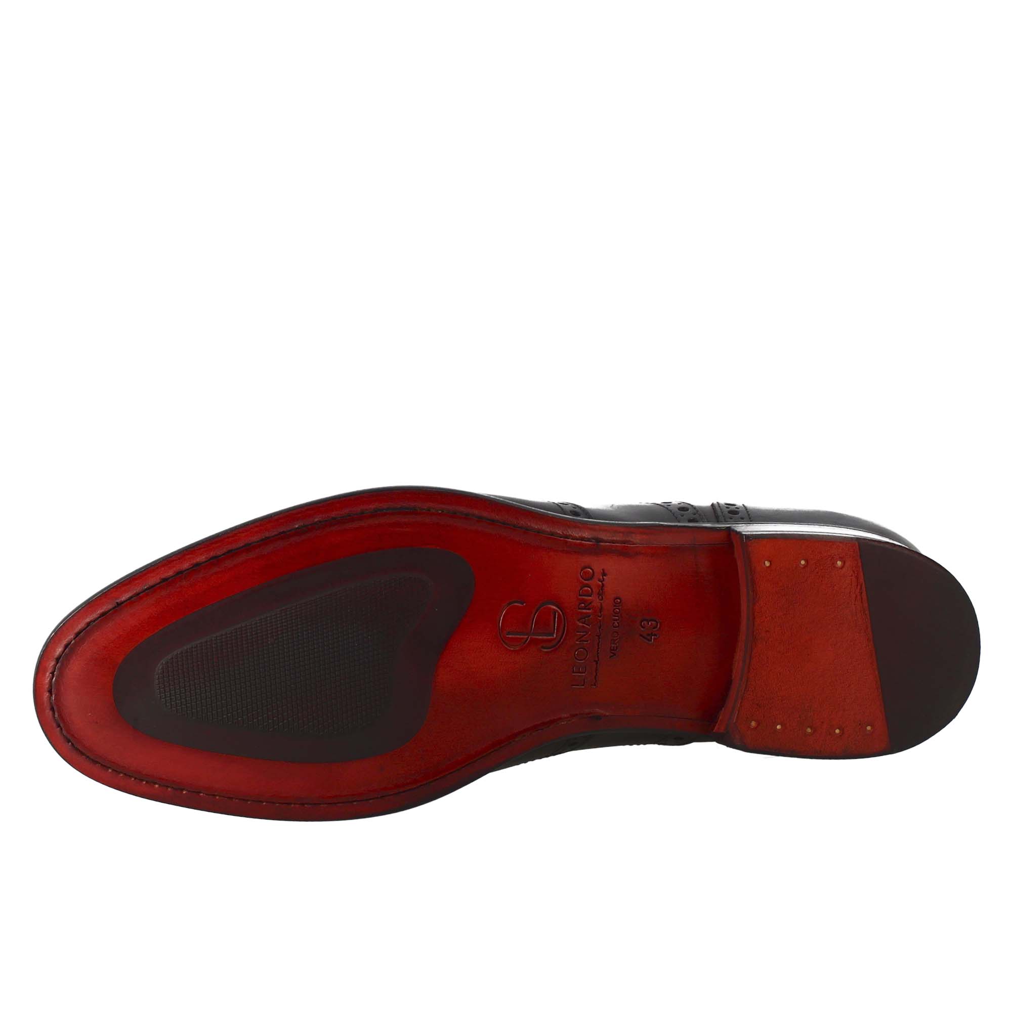 Oxford brogue nero elegante da uomo in pelle - LeonardoShoes