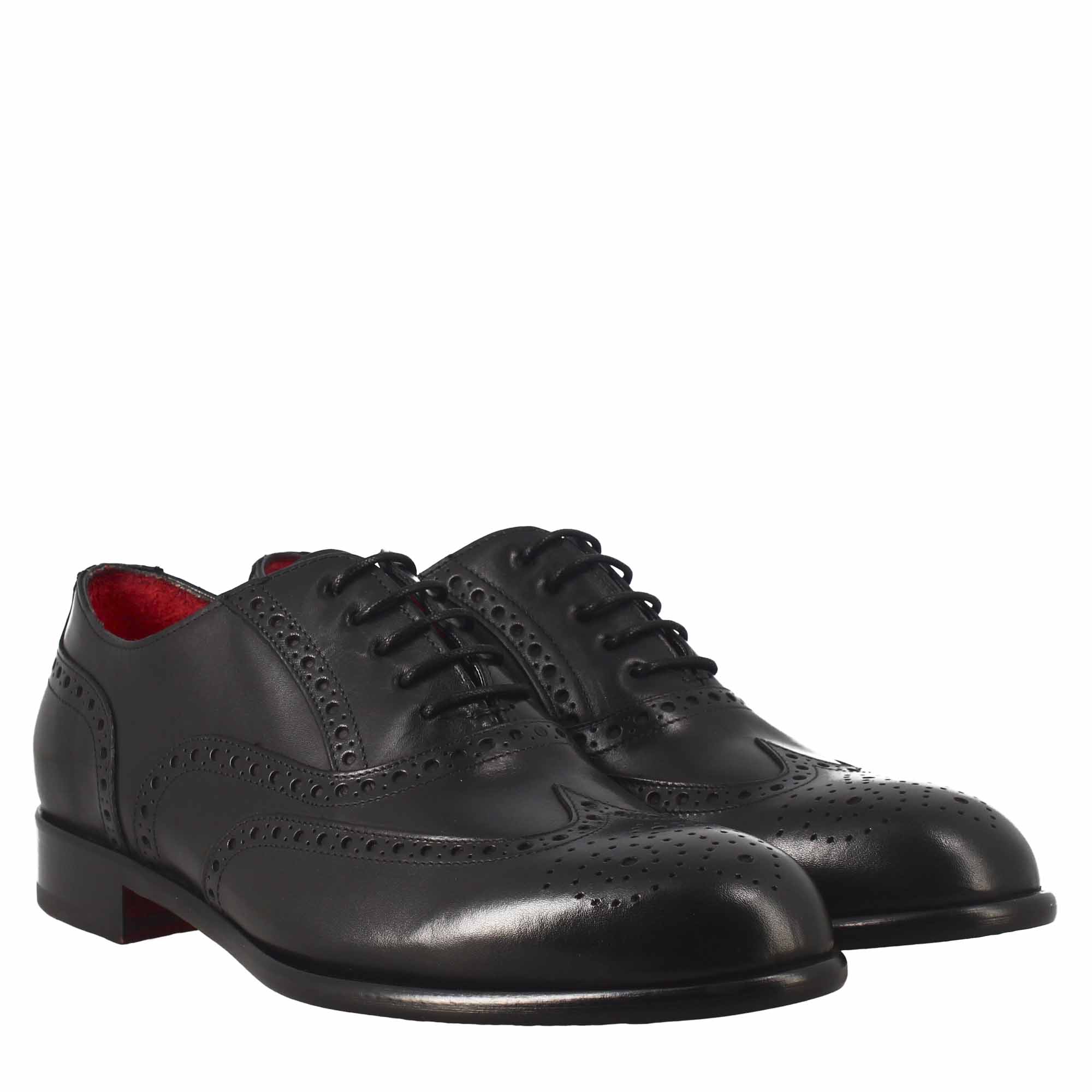 Oxford brogue nero elegante da uomo in pelle - LeonardoShoes